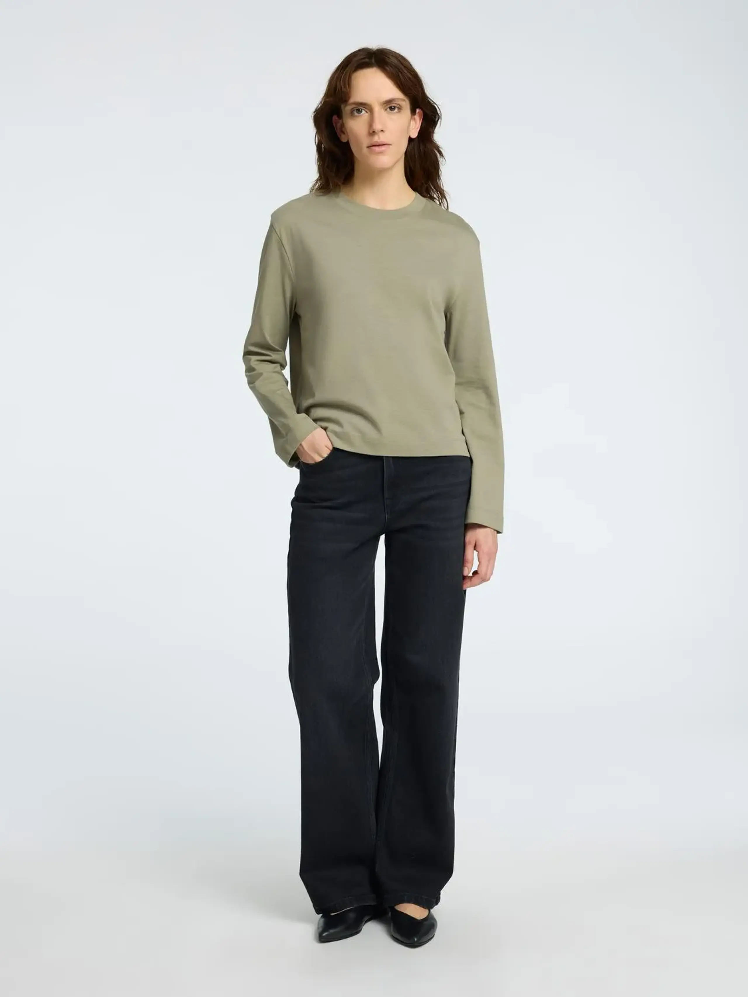 Selected Femme - Blouse - SLFEssential LS Boxy Tee NOOS - Vetiver