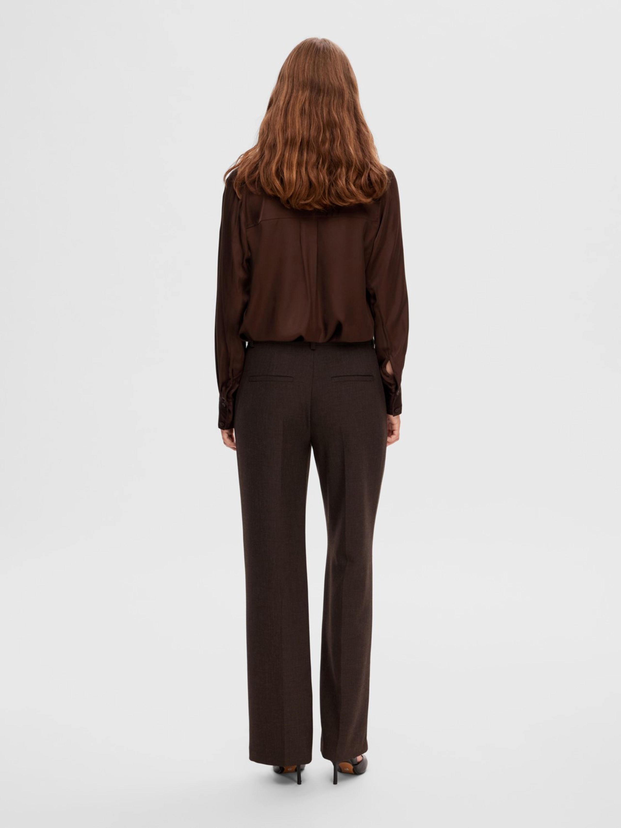 Selected Femme - Bluzka - SLFMaribell LS Satin Top - Java