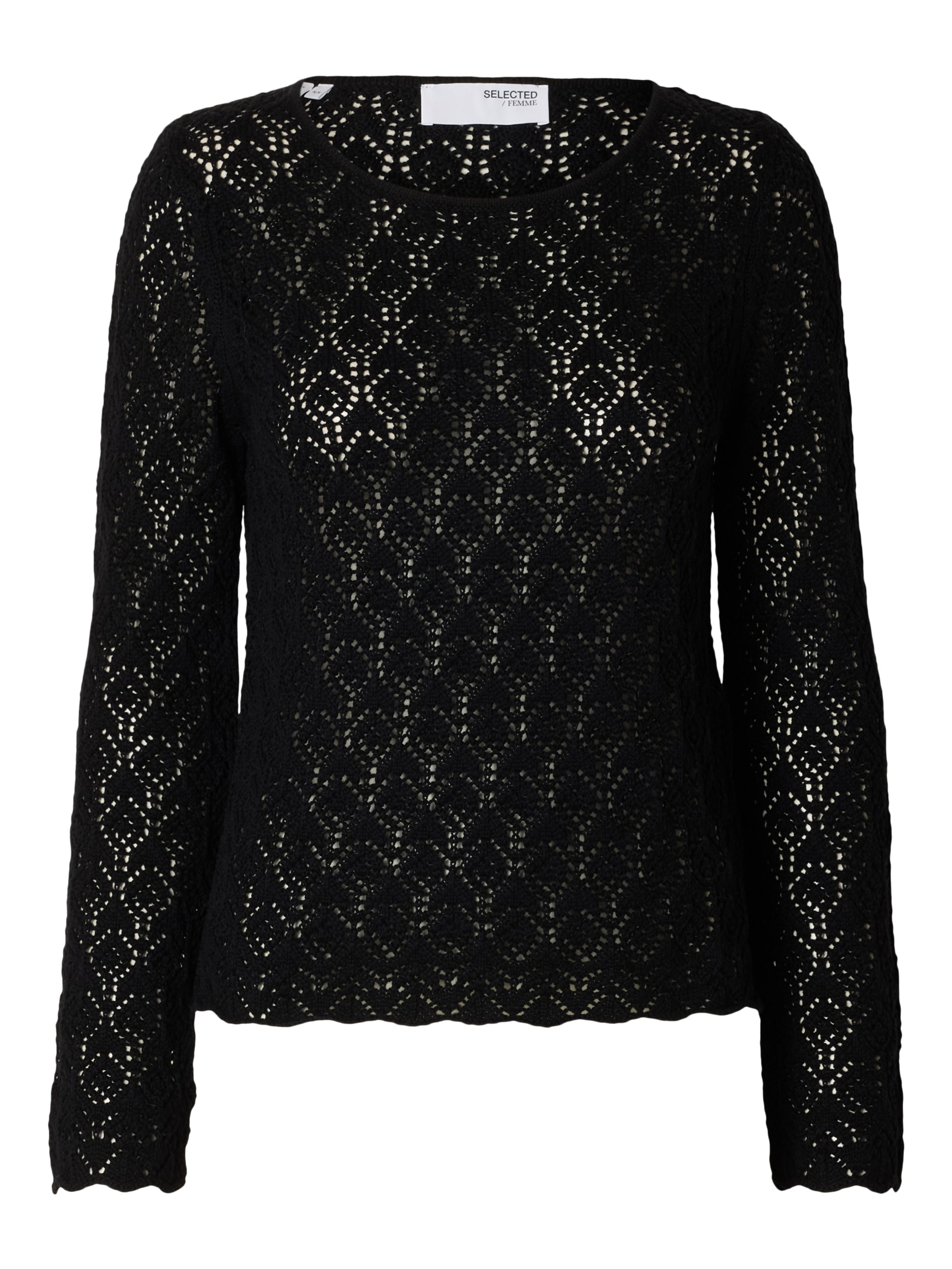 Selected Femme - Blouse - SLFNiva LS Knit O-neck - Black