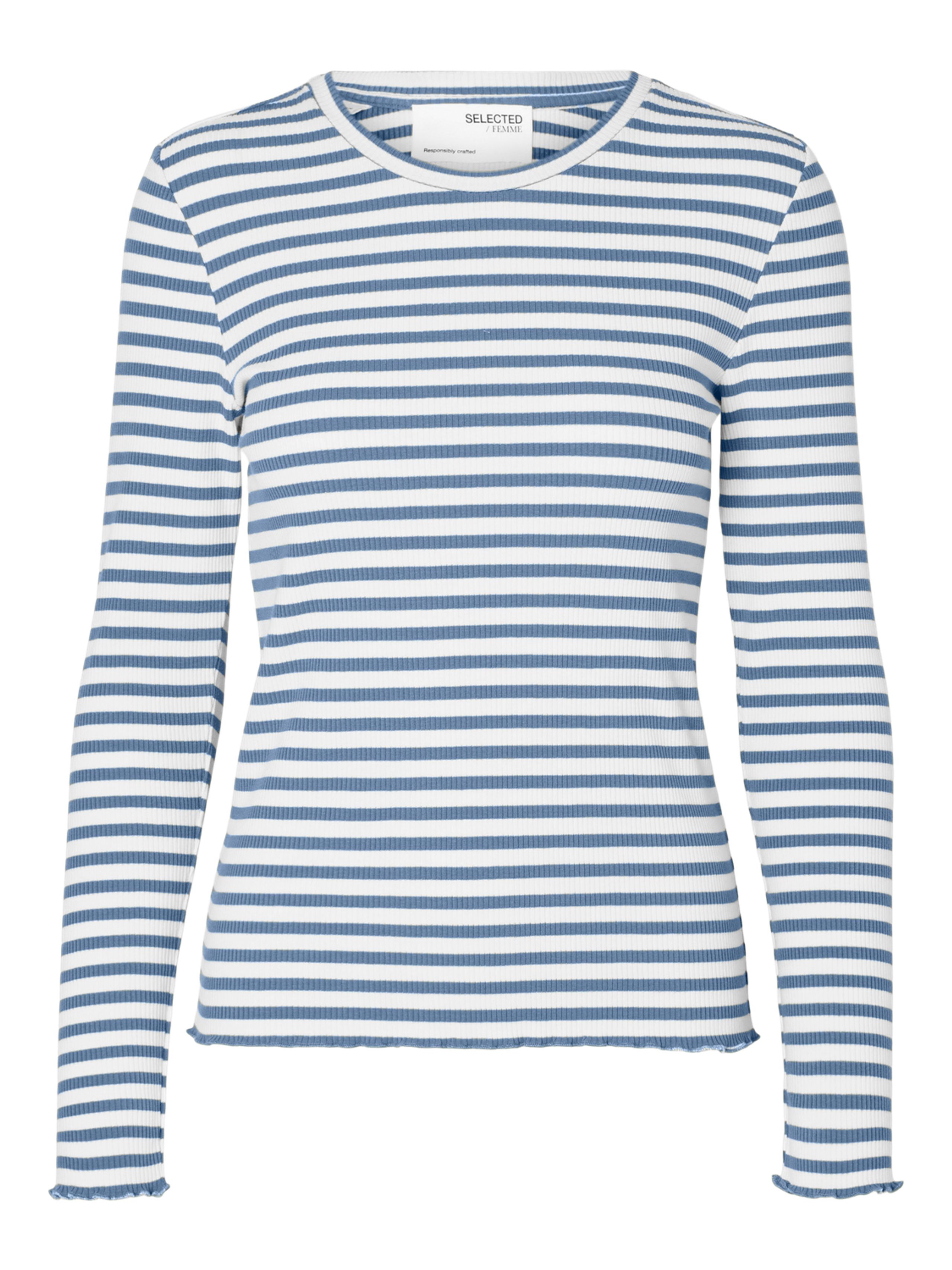 Selected Femme - Bluse - SLFAnna LS Crew Neck Tee Multistripe - Endless Sky Stripes