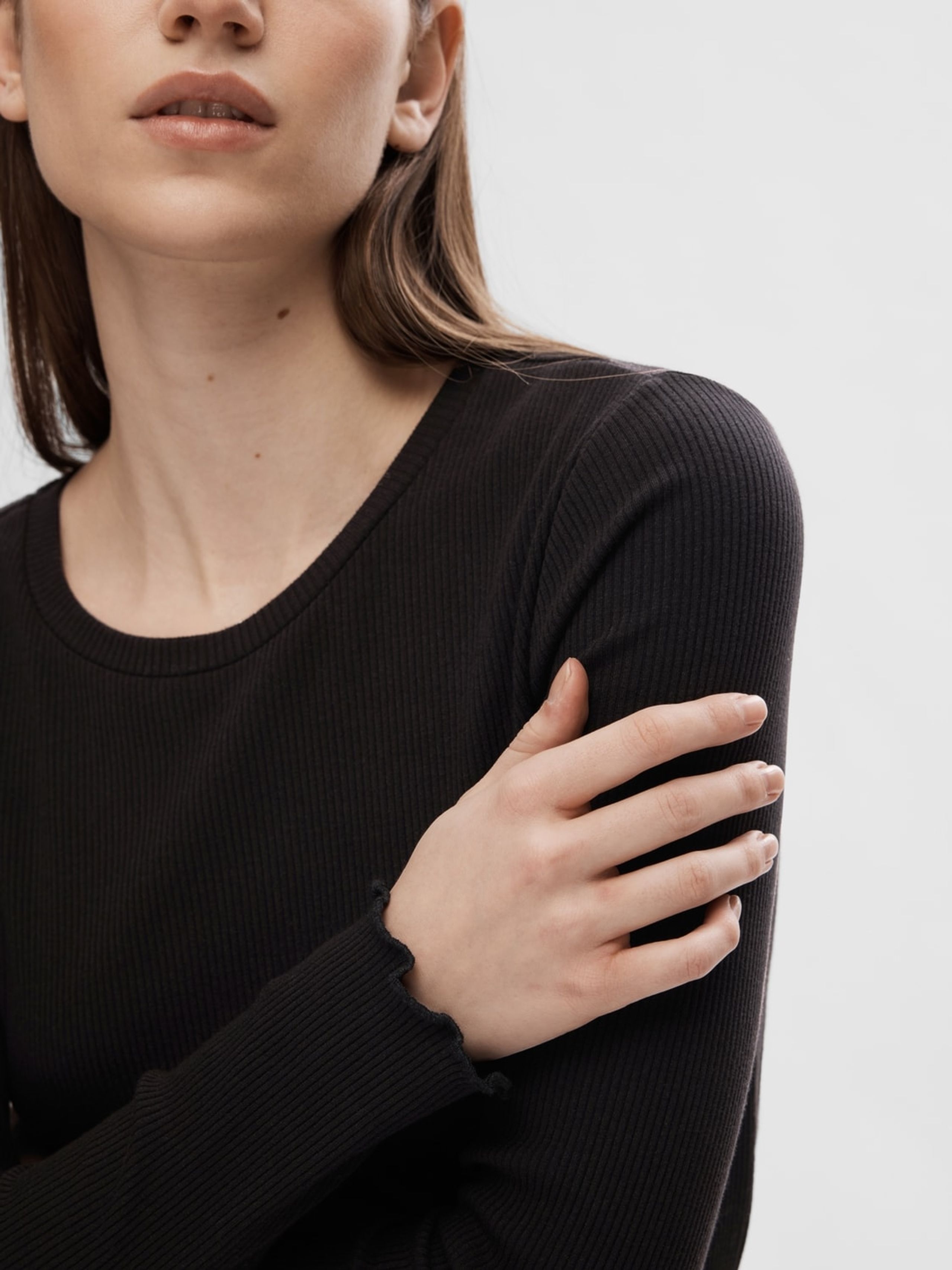 Selected Femme - Blouse - SLFAnna Plain LS Crew Neck Tee - Black