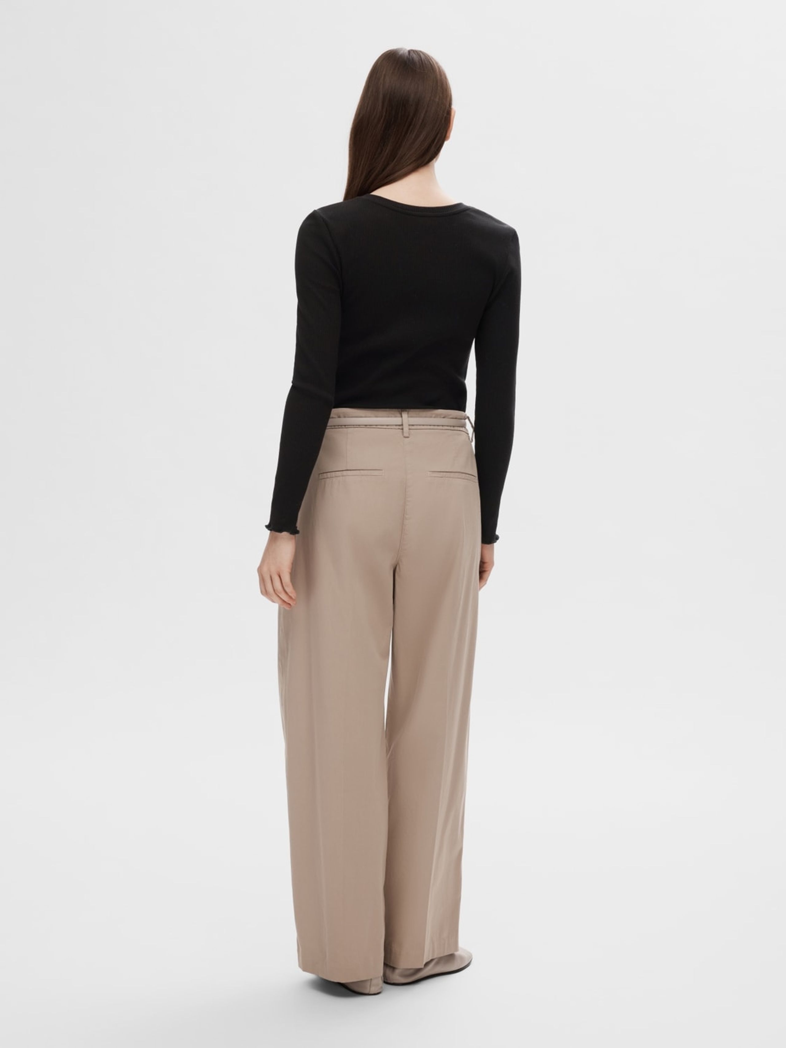 Selected Femme - Blouse - SLFAnna Plain LS Crew Neck Tee - Black