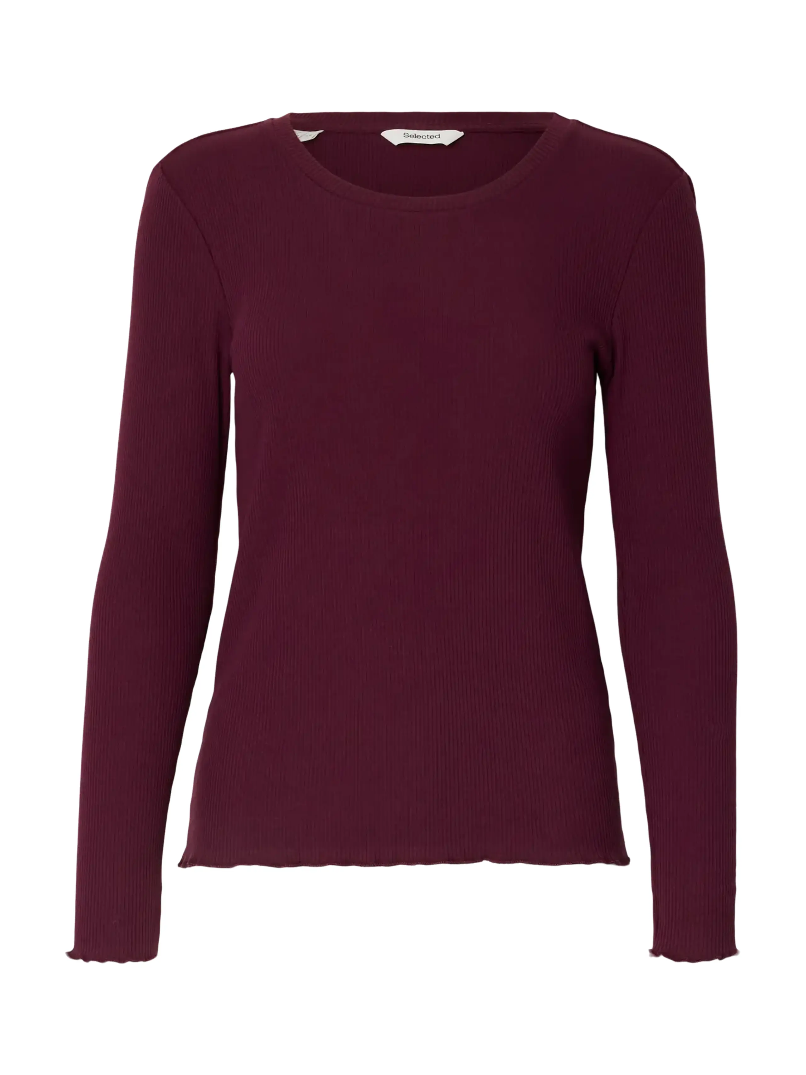 Selected Femme - Bluse - SLFAnna Plain LS Crew Neck Tee - Fig