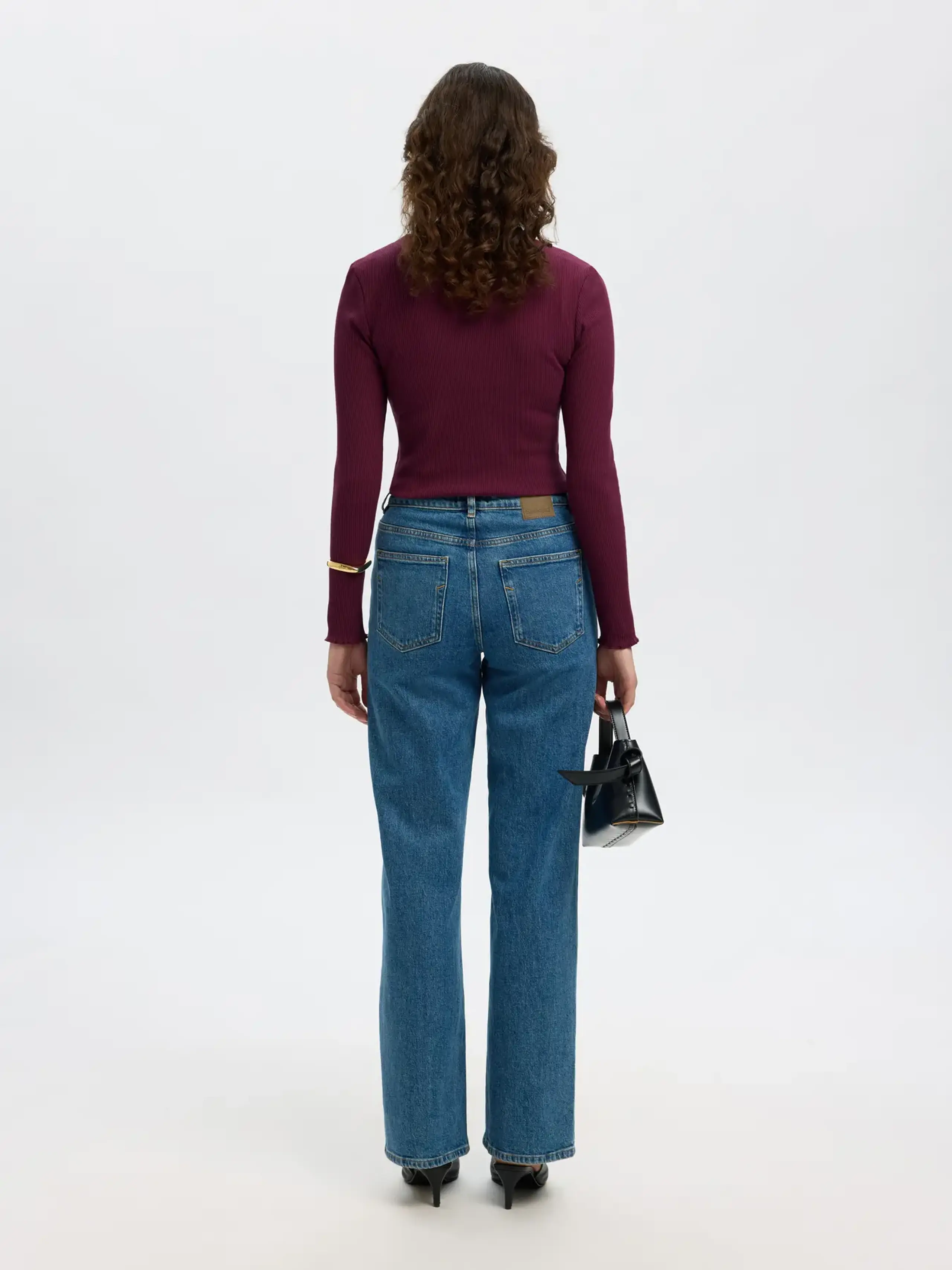 Selected Femme - Bluse - SLFAnna Plain LS Crew Neck Tee - Fig