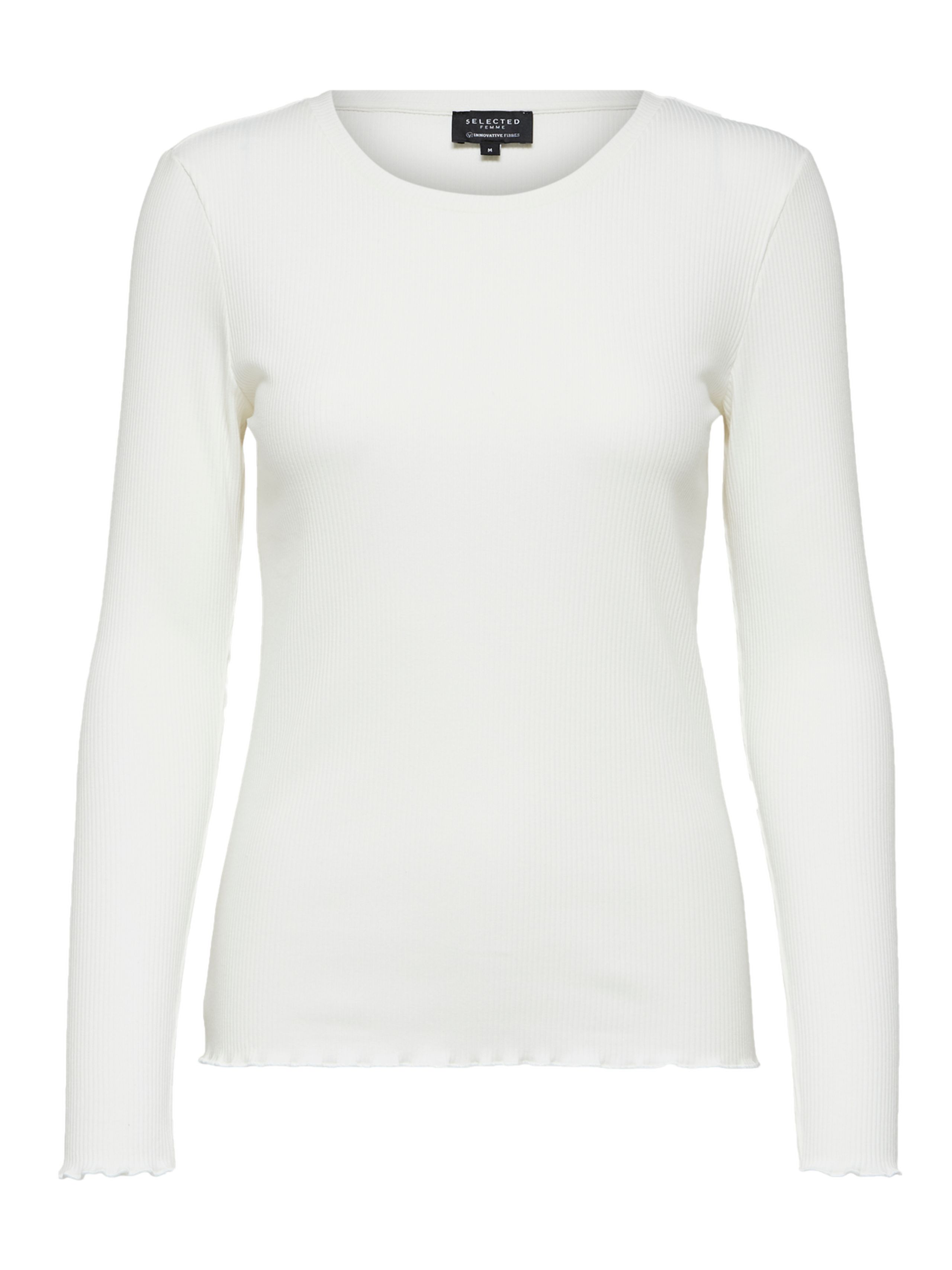 Selected Femme - Halenka - SLFAnna Plain LS Crew Neck Tee - Snow White