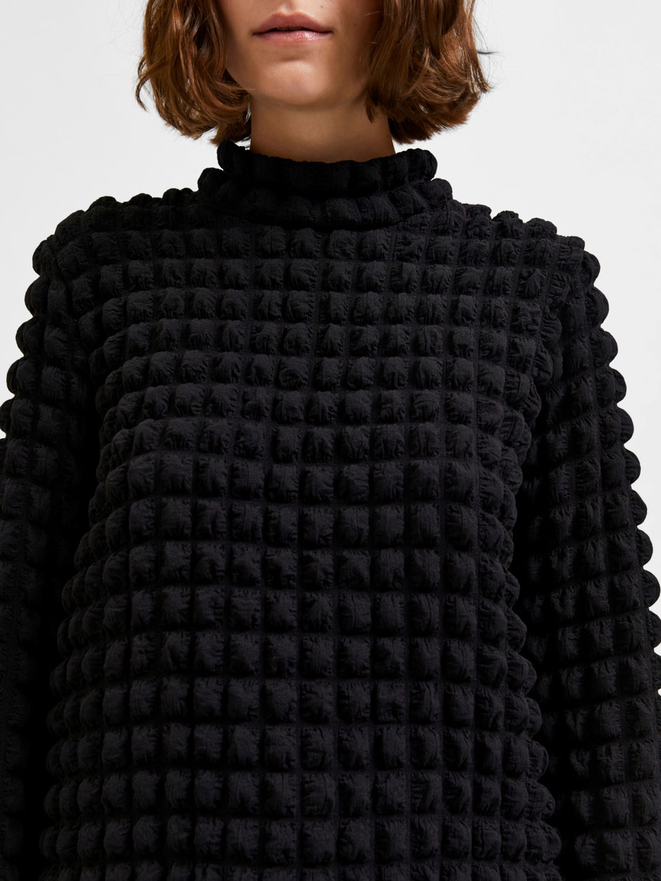 Selected Femme - Blusa - SLFMonika LS High Neck Top - Black