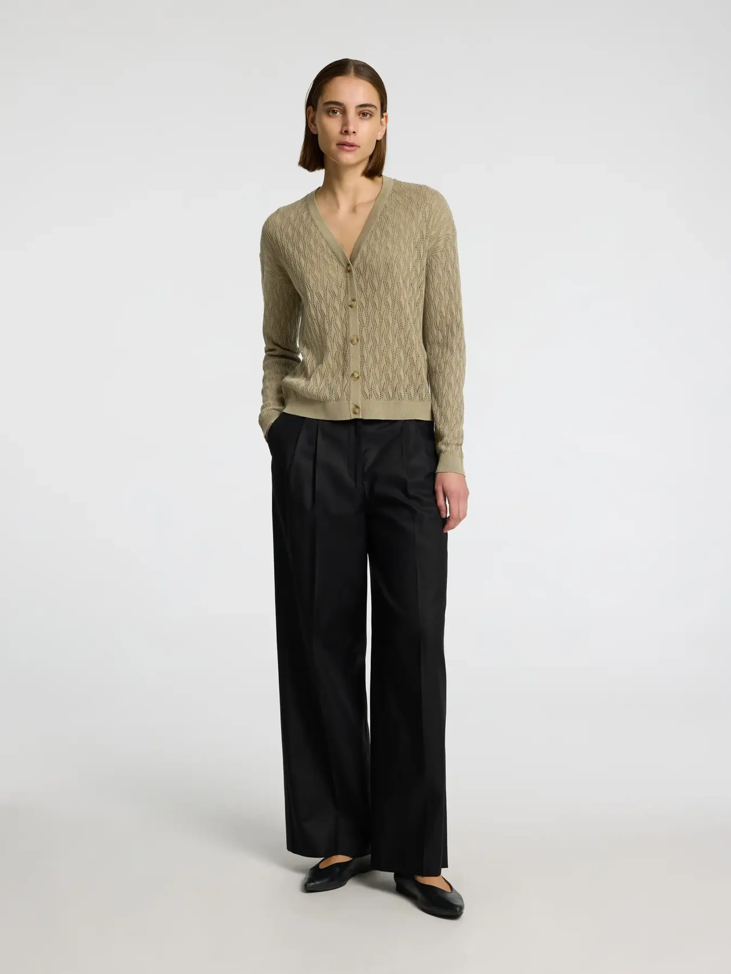 Selected Femme - Pantaloni - SLFAgny LS Knit Structure Cardigan - Vetiver