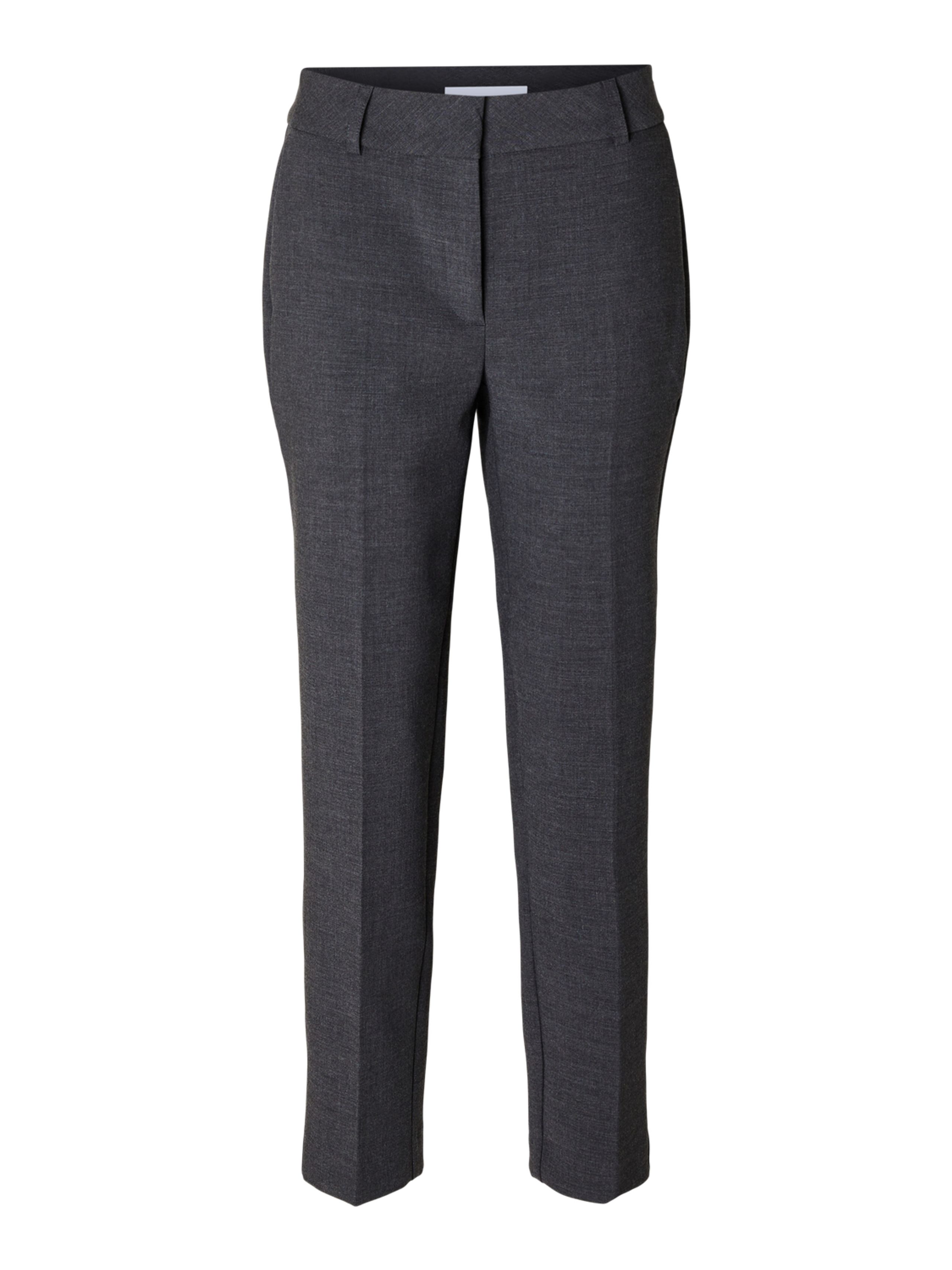 Selected Femme - Hose - SLFRita-Ria MW Cropped Pant NOOS - Dark Grey Melange