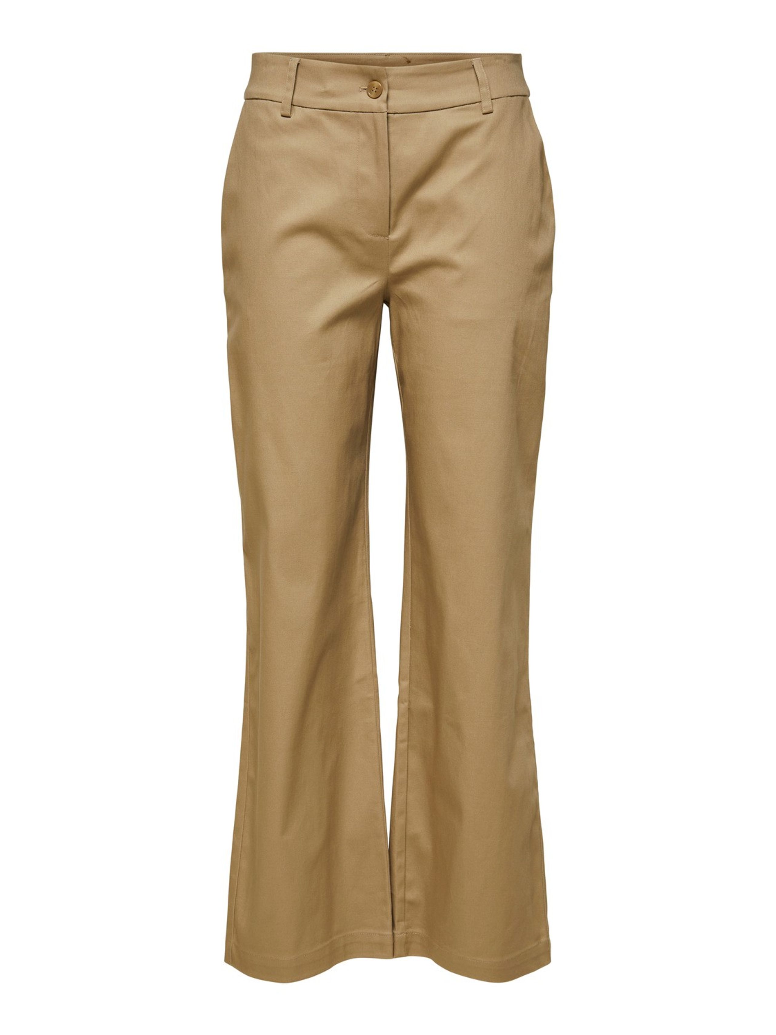 Selected Femme - Pantaloni - SLFRita-Sia MW Cotton Wide Pants - Chinchilla