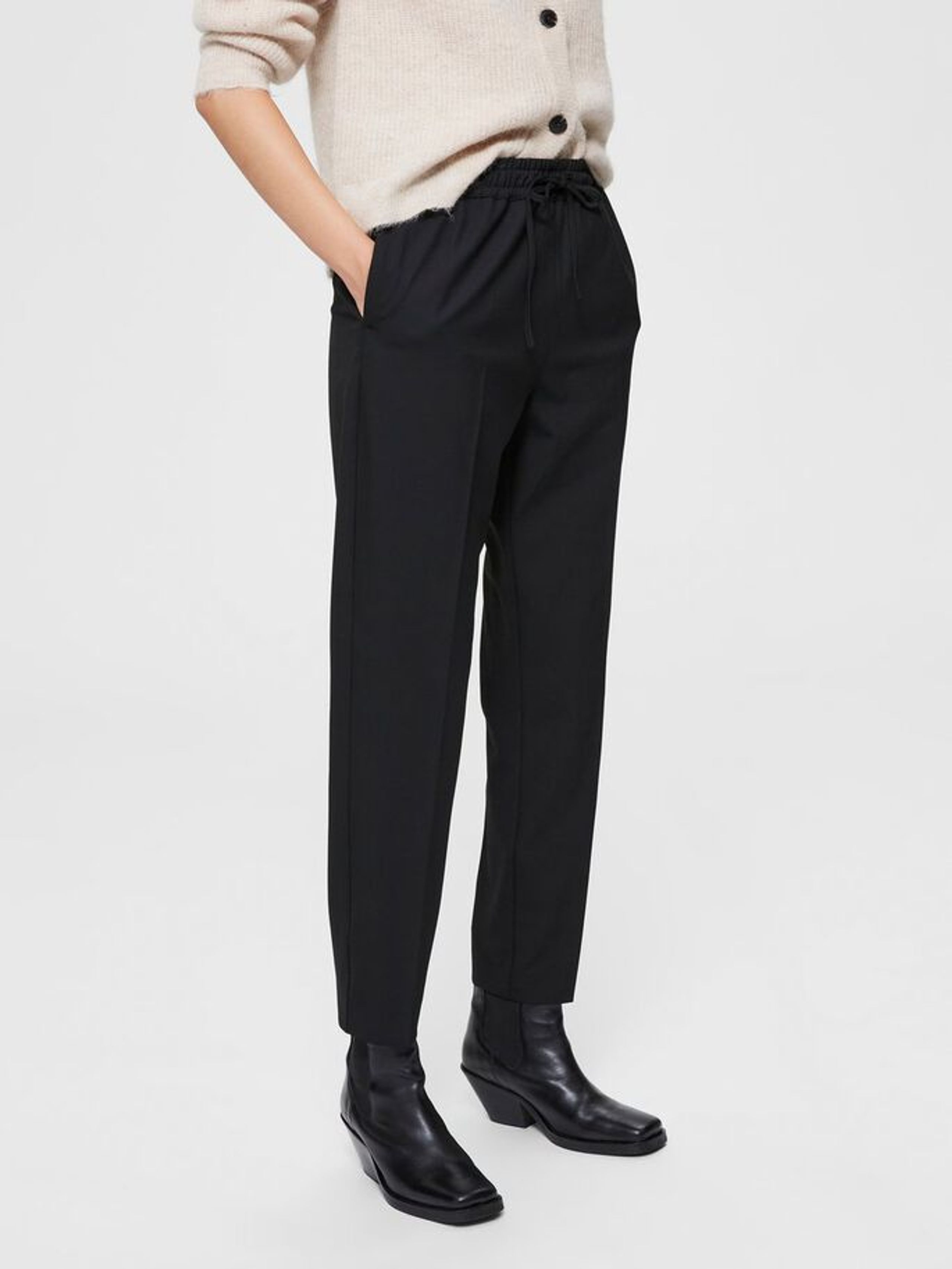 Selected Femme - Broeken - SLFJulie MW Comfort Straight Pants - Black