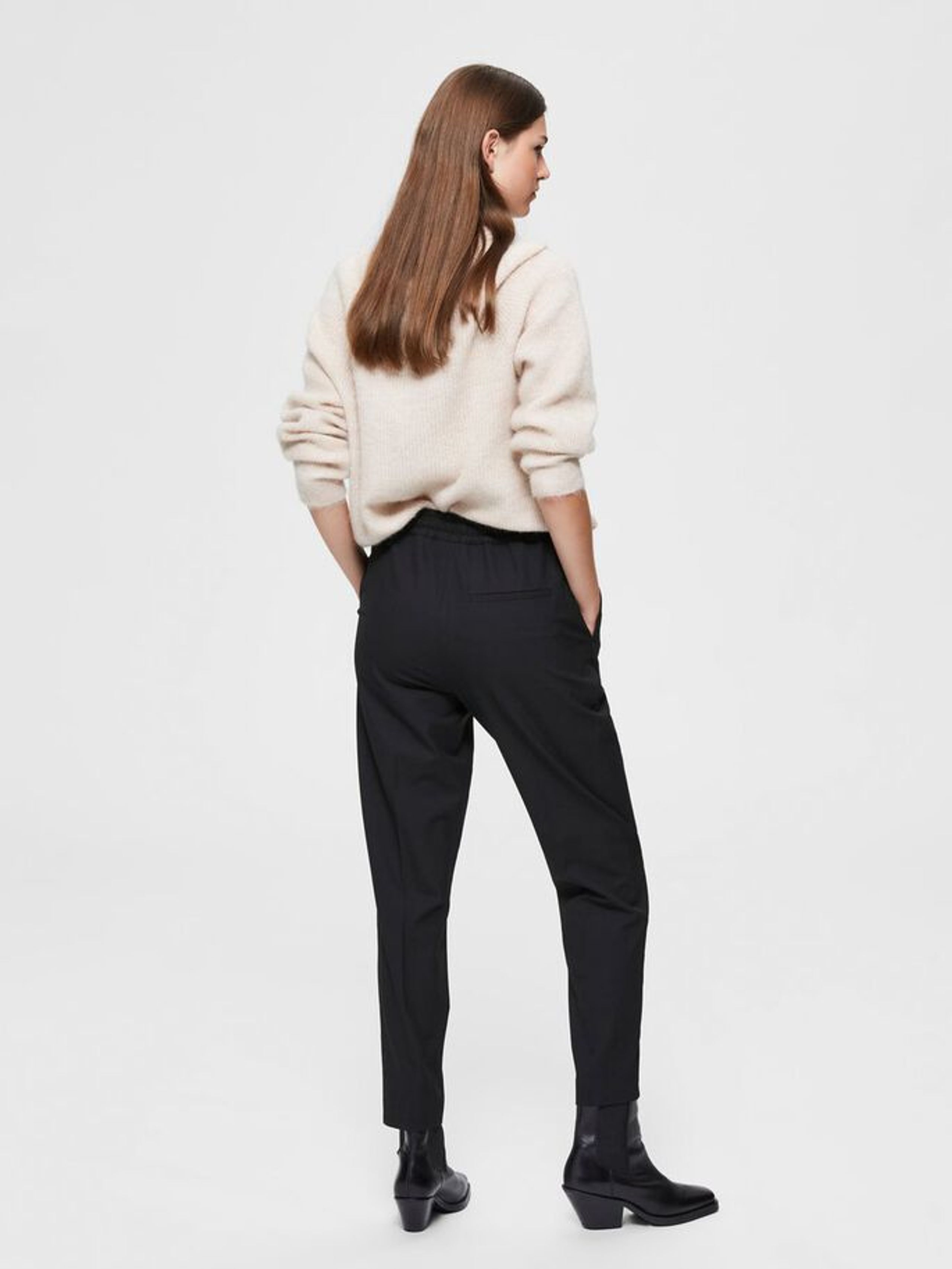 Selected Femme - Broeken - SLFJulie MW Comfort Straight Pants - Black