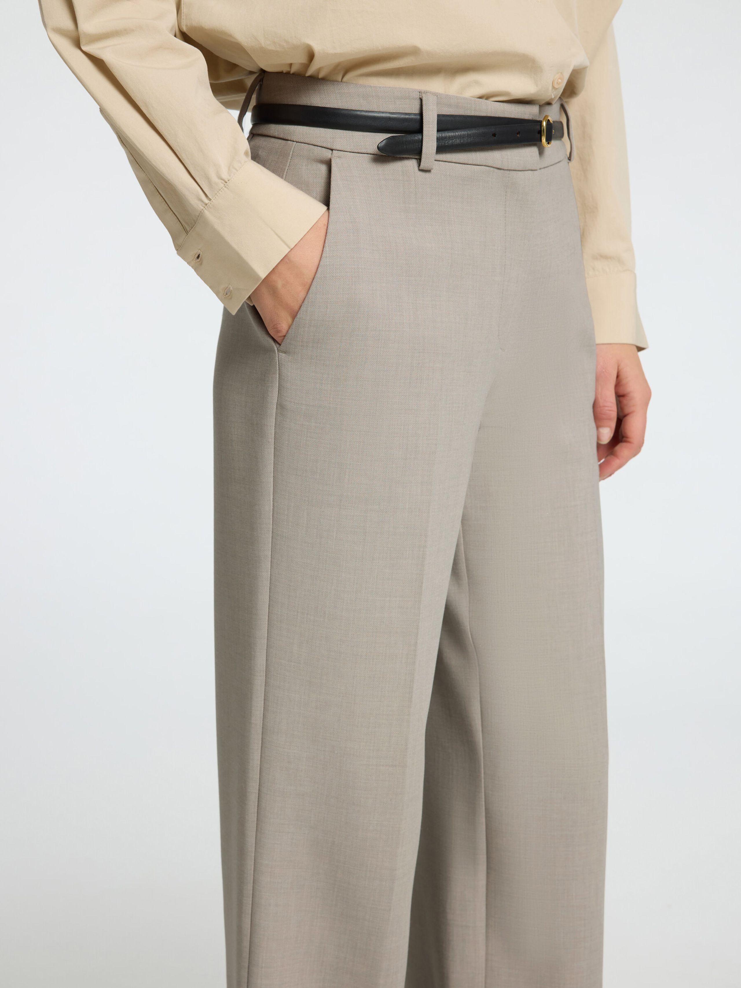 Selected Femme - Pantalon - SLFRita MW Wide Pant NOOS - Island Fossil