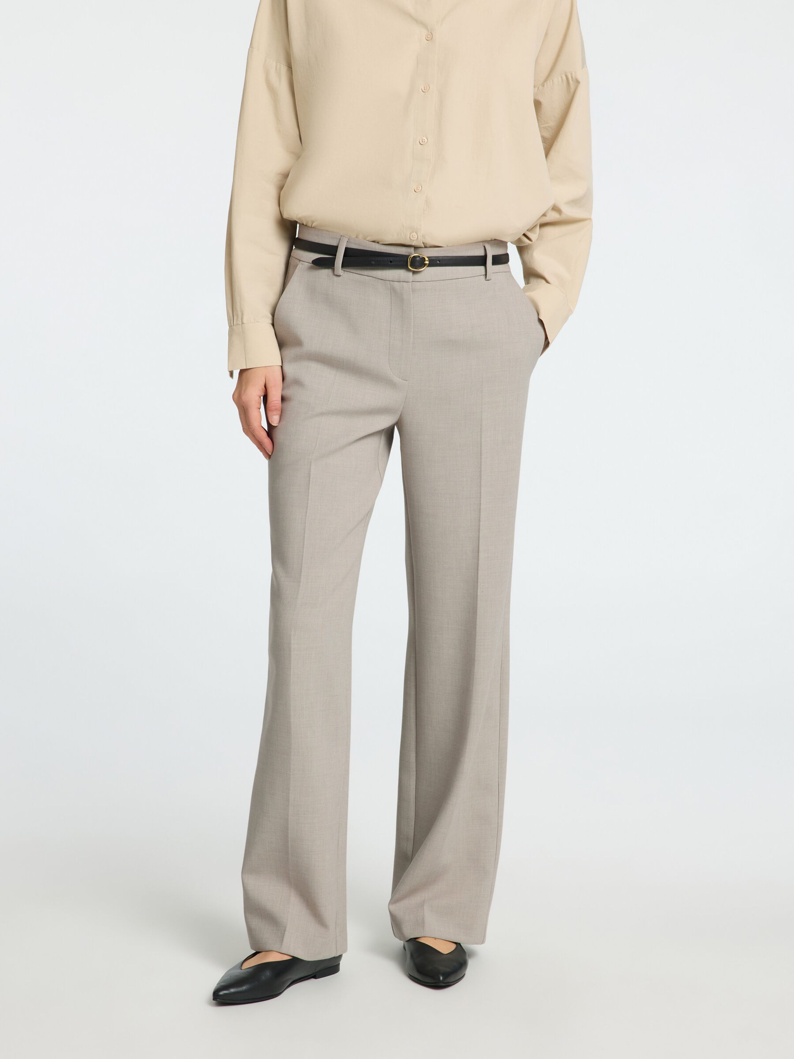 Selected Femme - Pantalon - SLFRita MW Wide Pant NOOS - Island Fossil