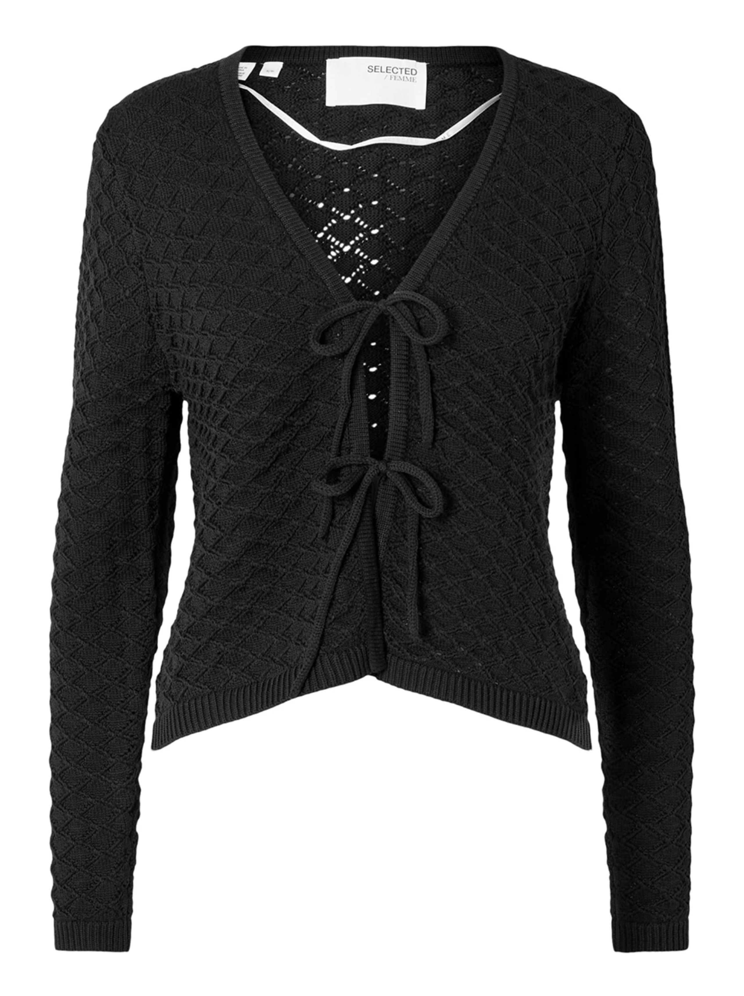 Selected Femme - Cardigan - SLFFrida LS Structure Knit Cardigan - Black