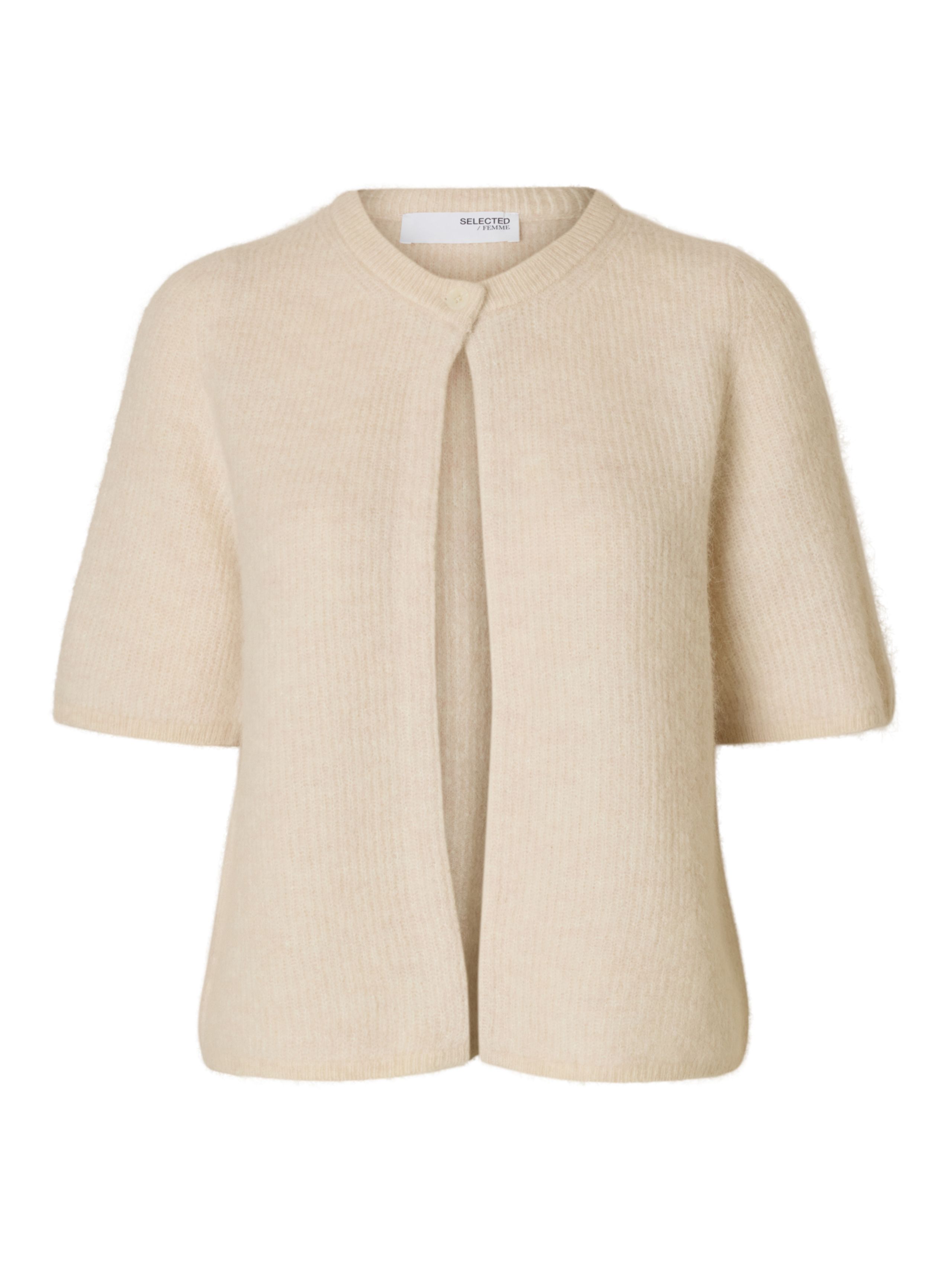 Selected Femme - Cardigan - SLFSia Ras 2/4 Rib Knit Cardigan NOOS - Birch Melange