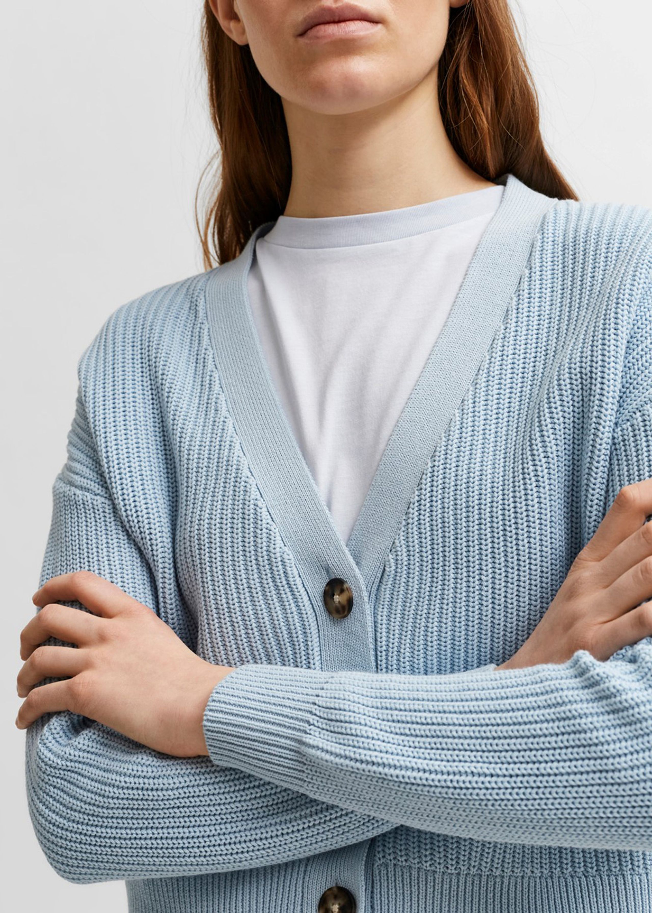 Selected Femme - Cardigan - SLFSinna Long sleeve Knit Cardigan - Cashmere Blue