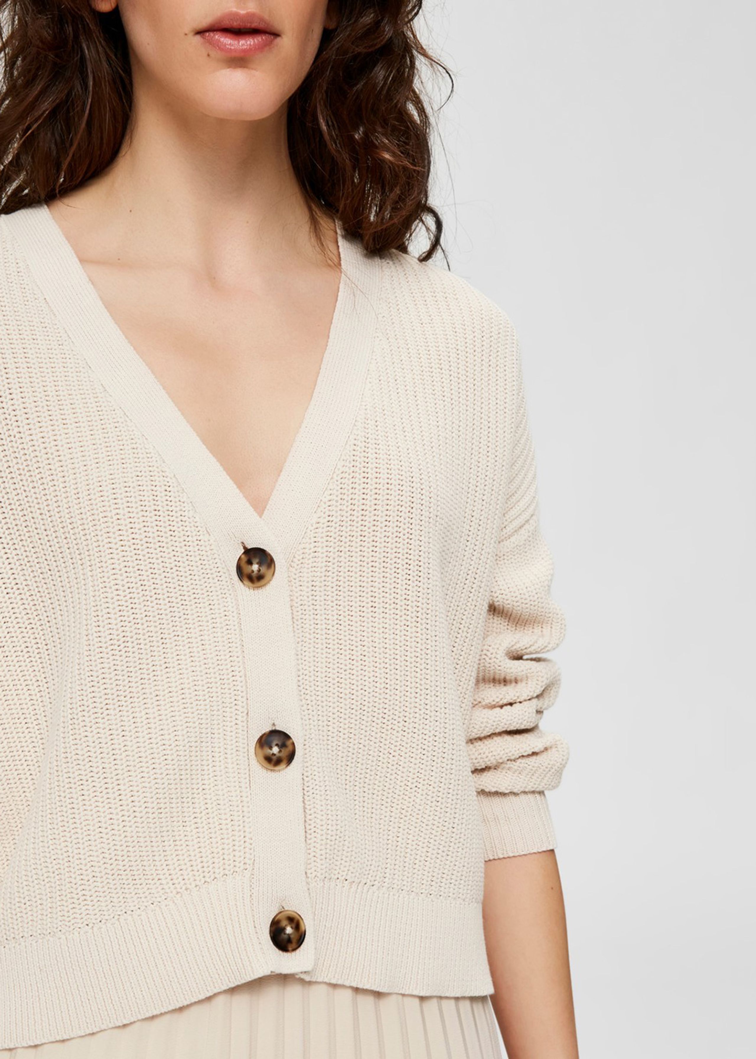 Selected Femme - Cardigan - SLFSinna Long sleeve Knit Cardigan - Sandshell
