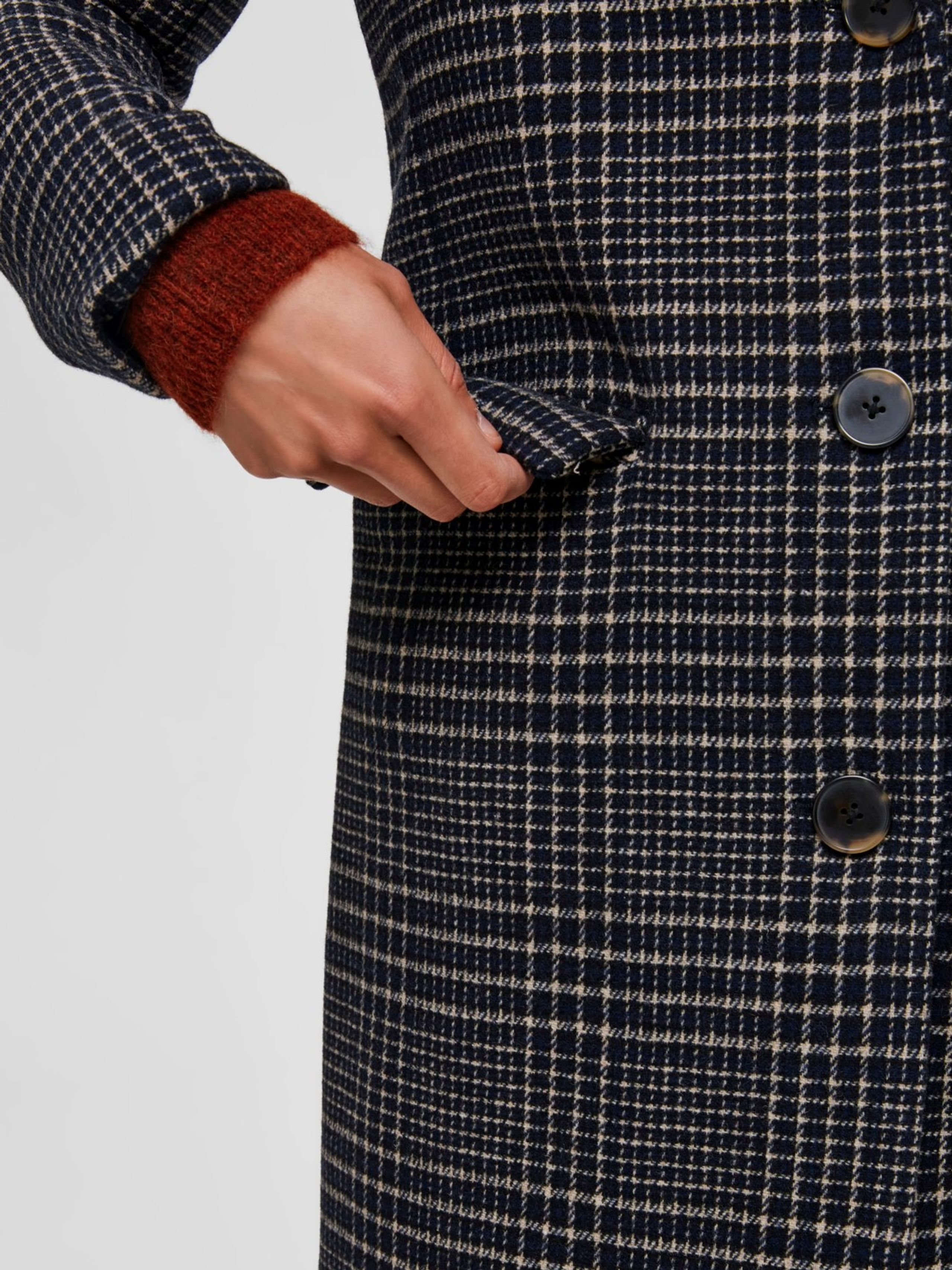 Selected Femme - Kappa - SLFElina Wool Check Coat - Black w Check