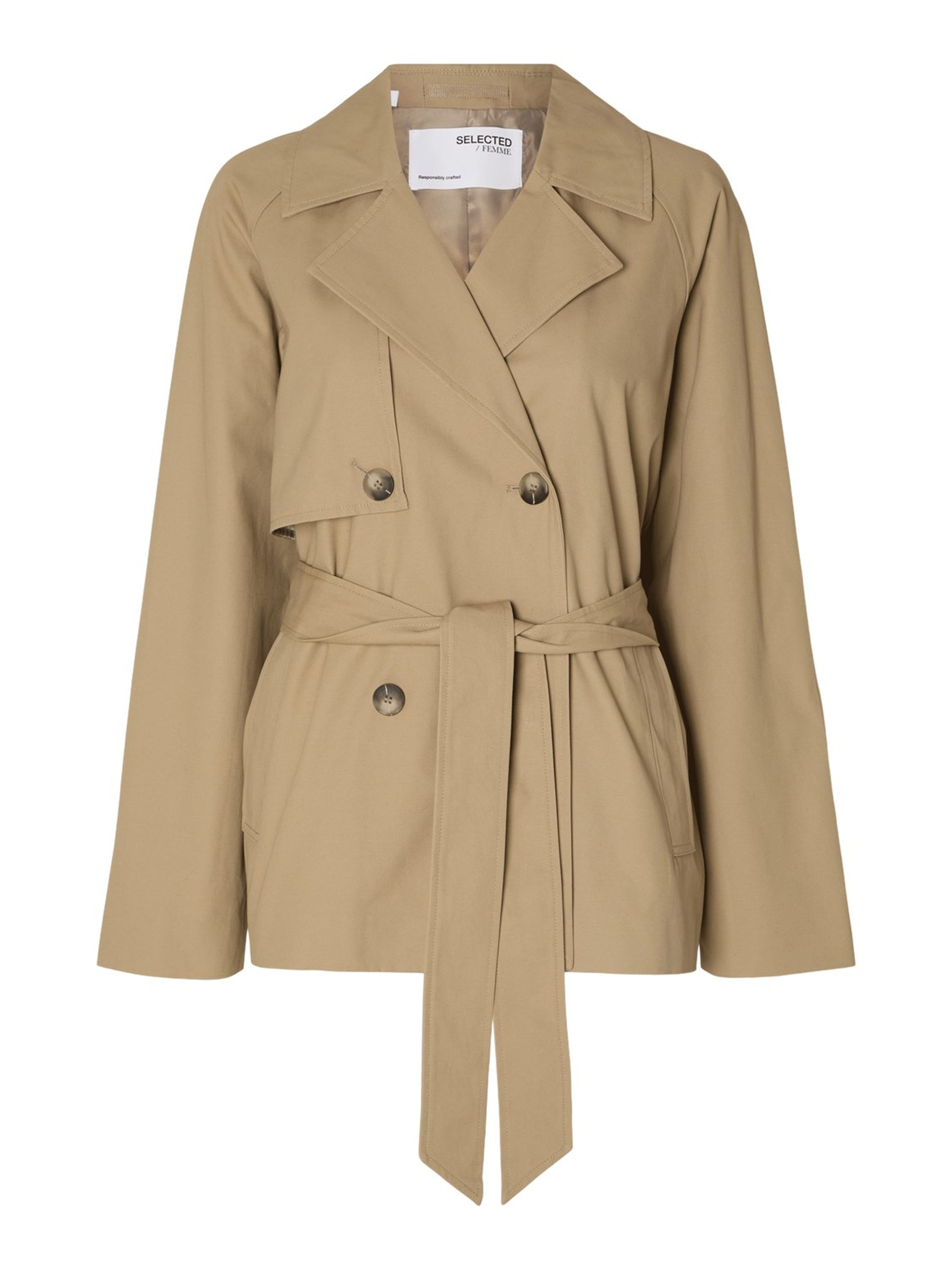 Selected Femme - Jakke - SLFBelinda Short Trenchcoat - Cornstalk