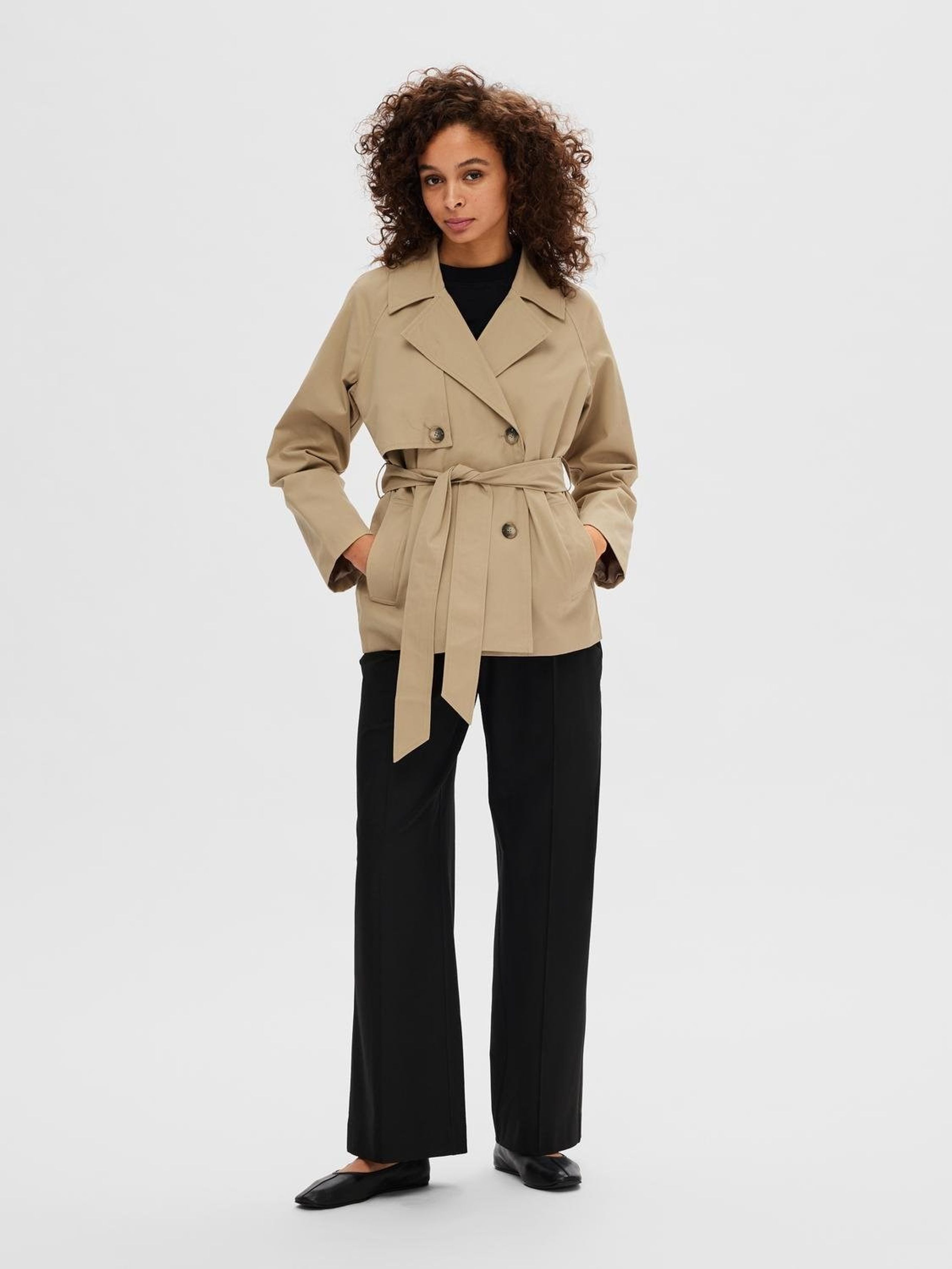 Selected Femme - Jakke - SLFBelinda Short Trenchcoat - Cornstalk