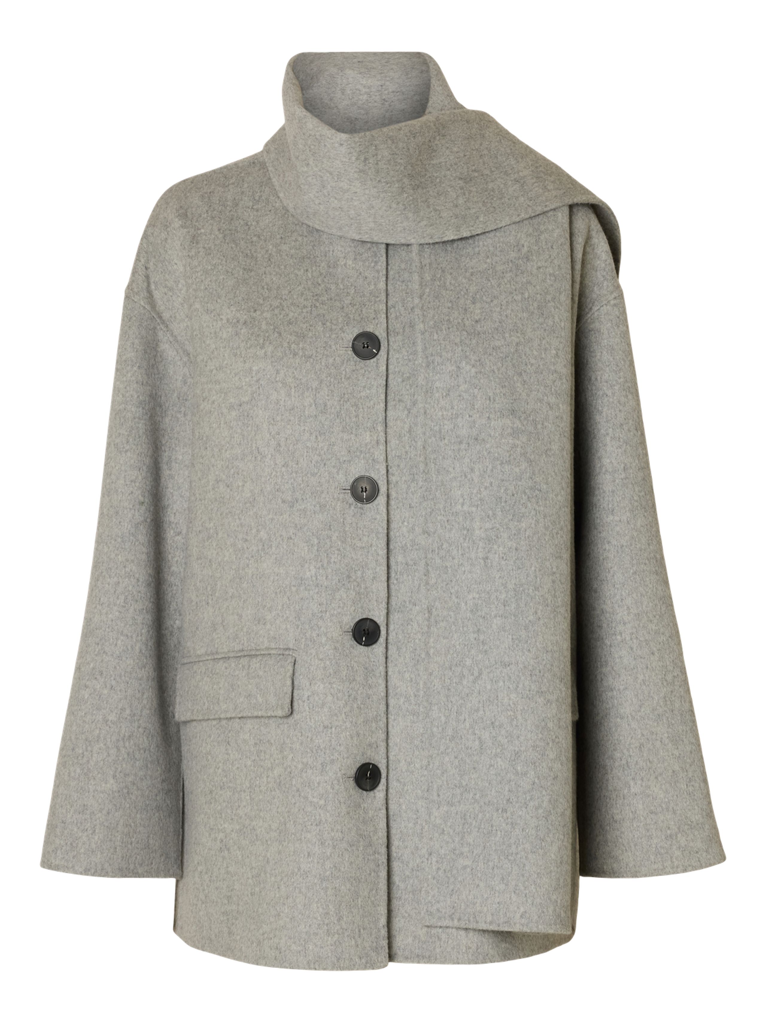 Selected Femme - Jacket - SLFPam Handmade Scarf Jacket - Light Grey Melange