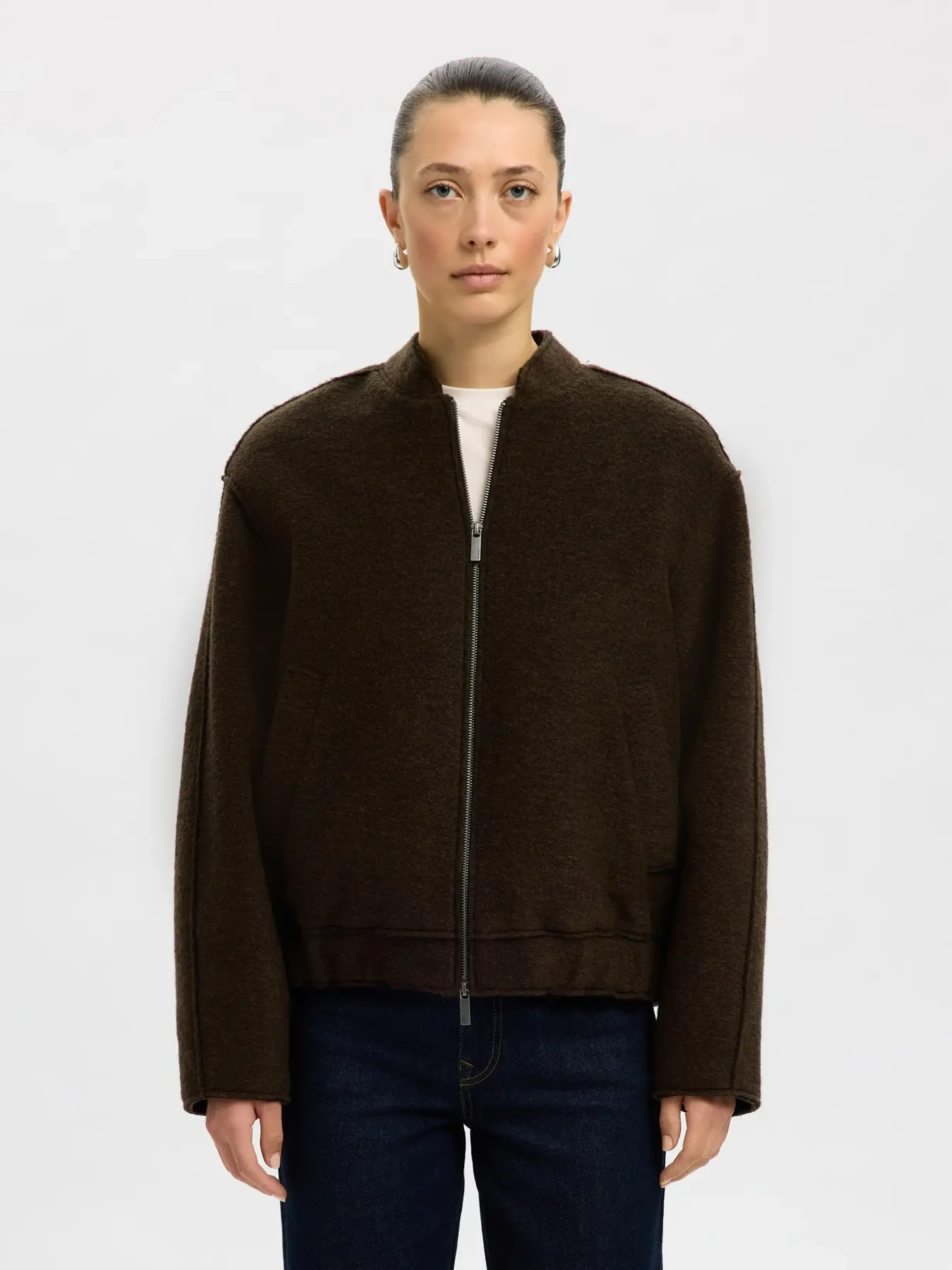 Selected Femme - Jacket - SLFReign Wool Blend Bomber Jacket - Delicioso