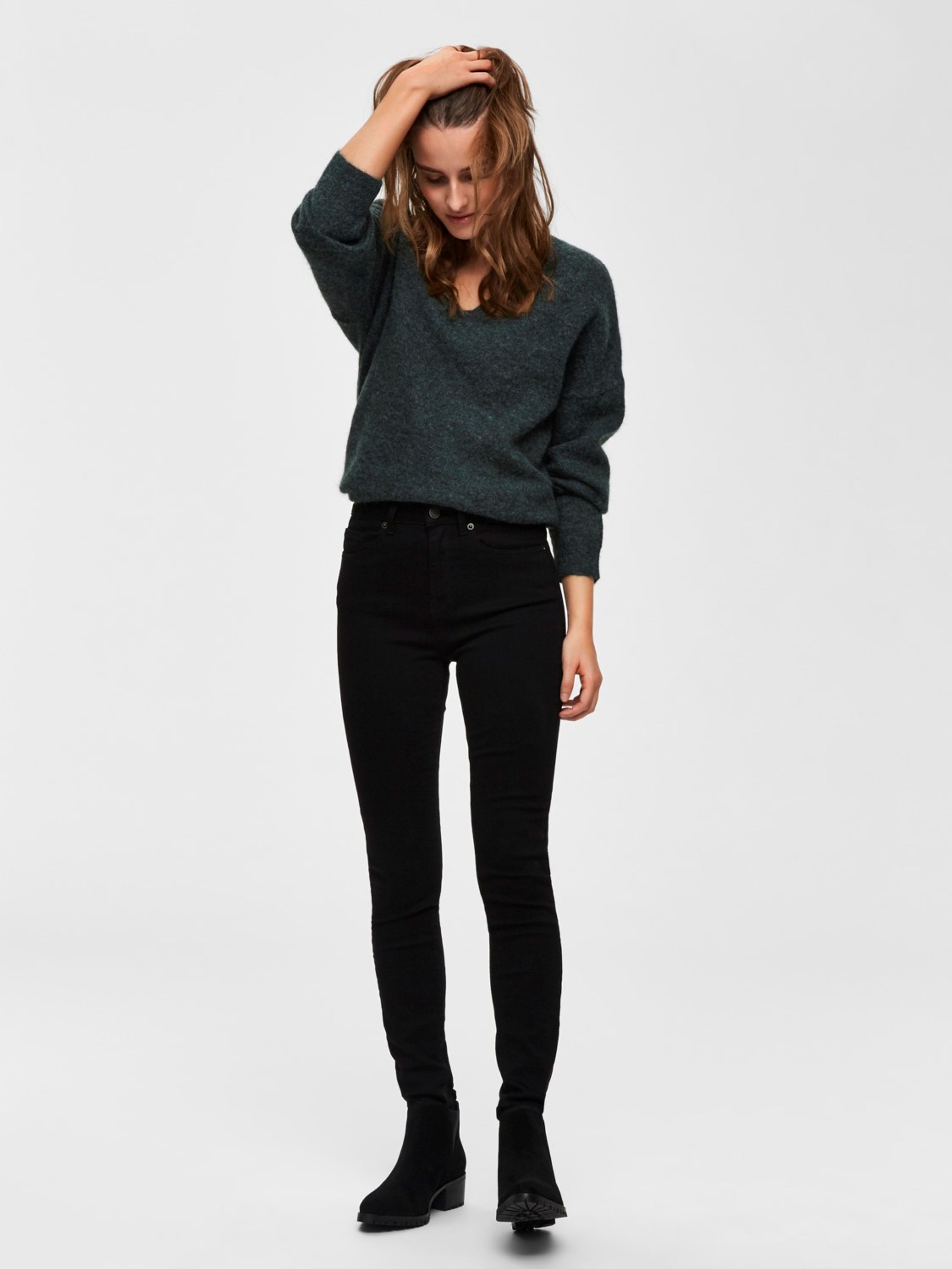 Selected Femme - Jeans - SLFMaggie High Waist Skinny Jeans - Black