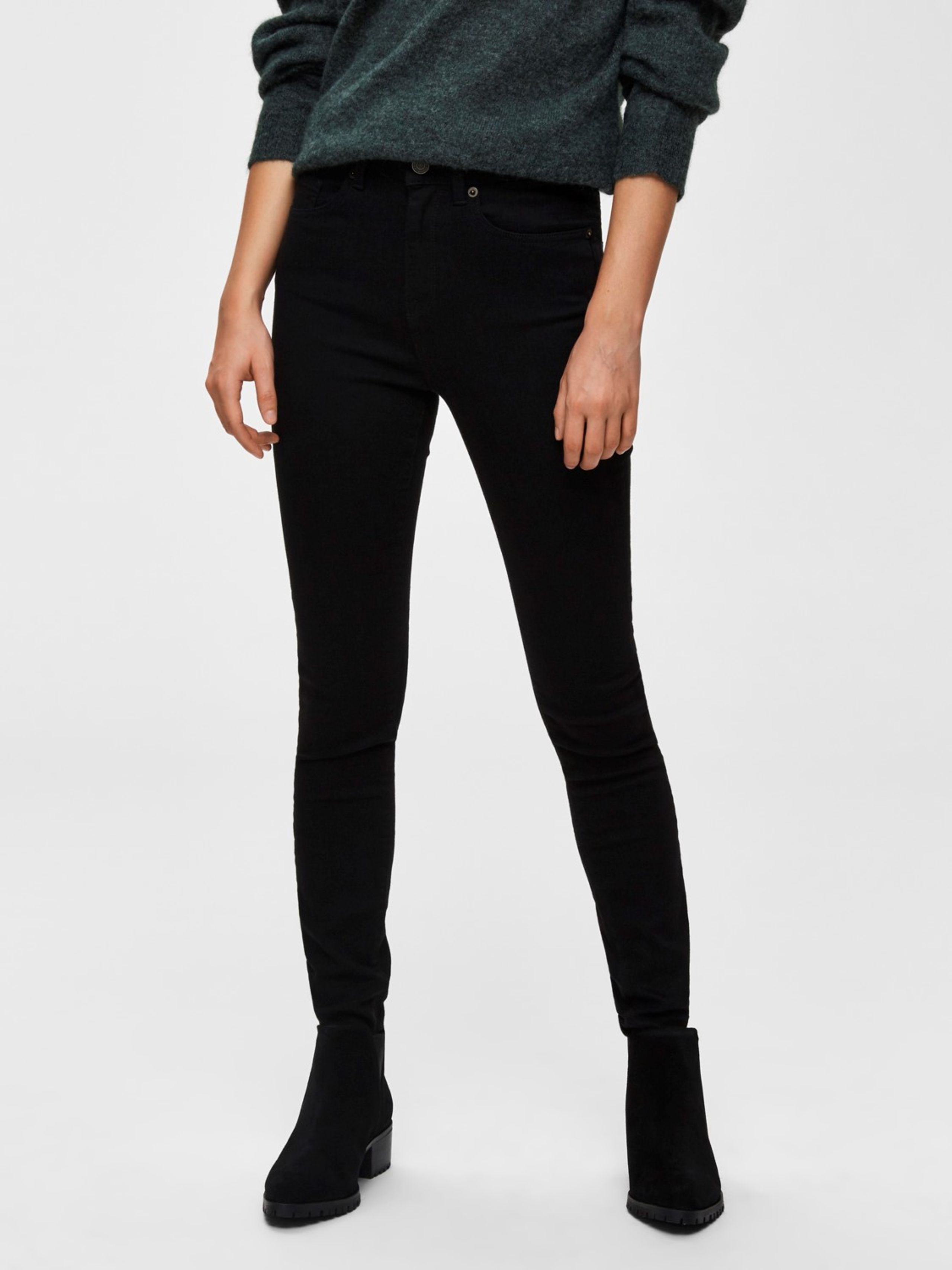 Selected Femme - Jeans - SLFMaggie High Waist Skinny Jeans - Black