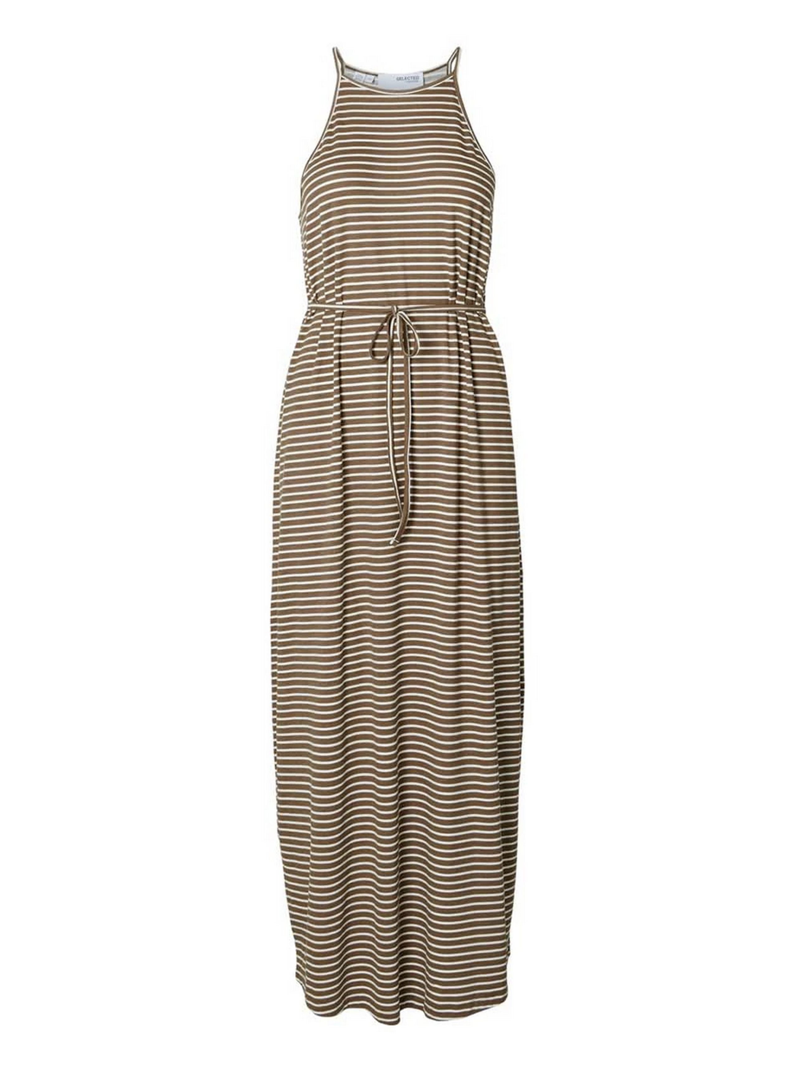 Selected Femme - Kleid - SLFAnola SL Ankle Dress - Coca Mocha Stripes
