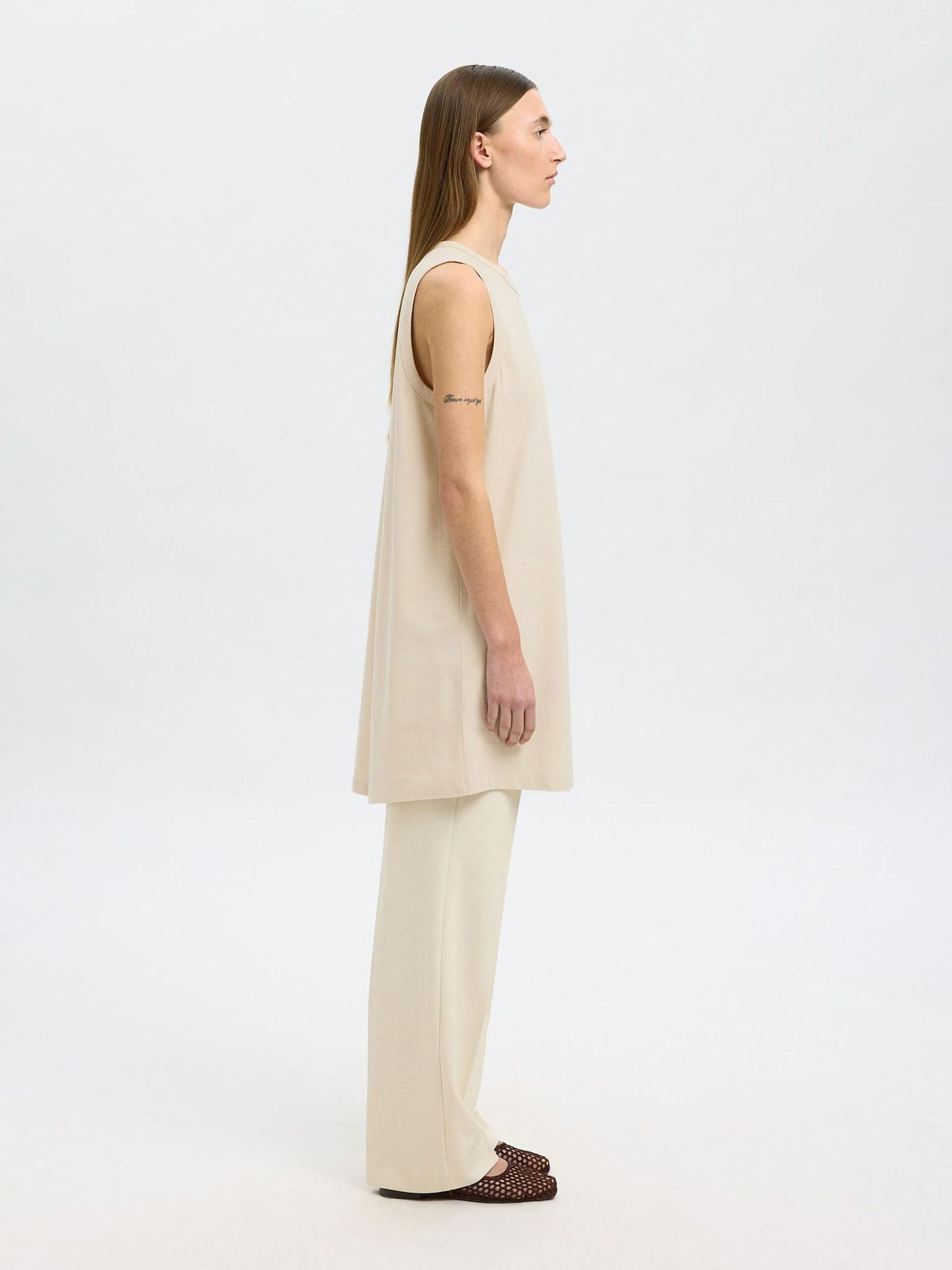 Selected Femme - Šaty - SLFEssential SL Tank Short Dress NOOS - Birch