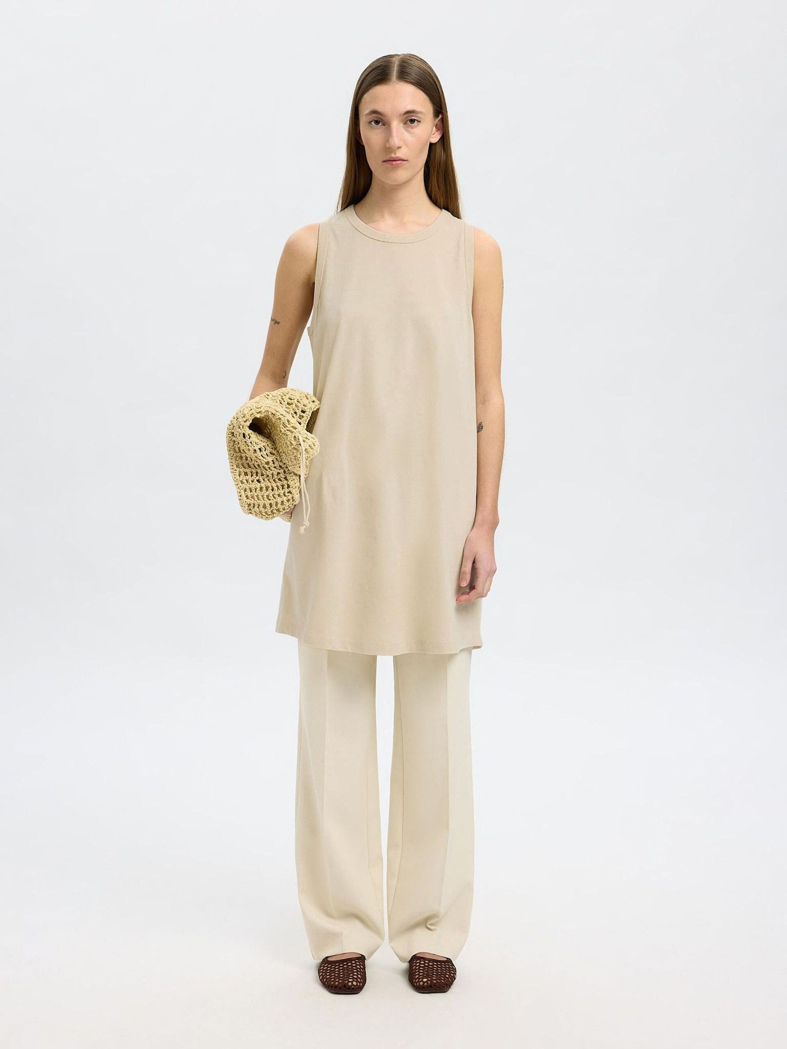 Selected Femme - Šaty - SLFEssential SL Tank Short Dress NOOS - Birch