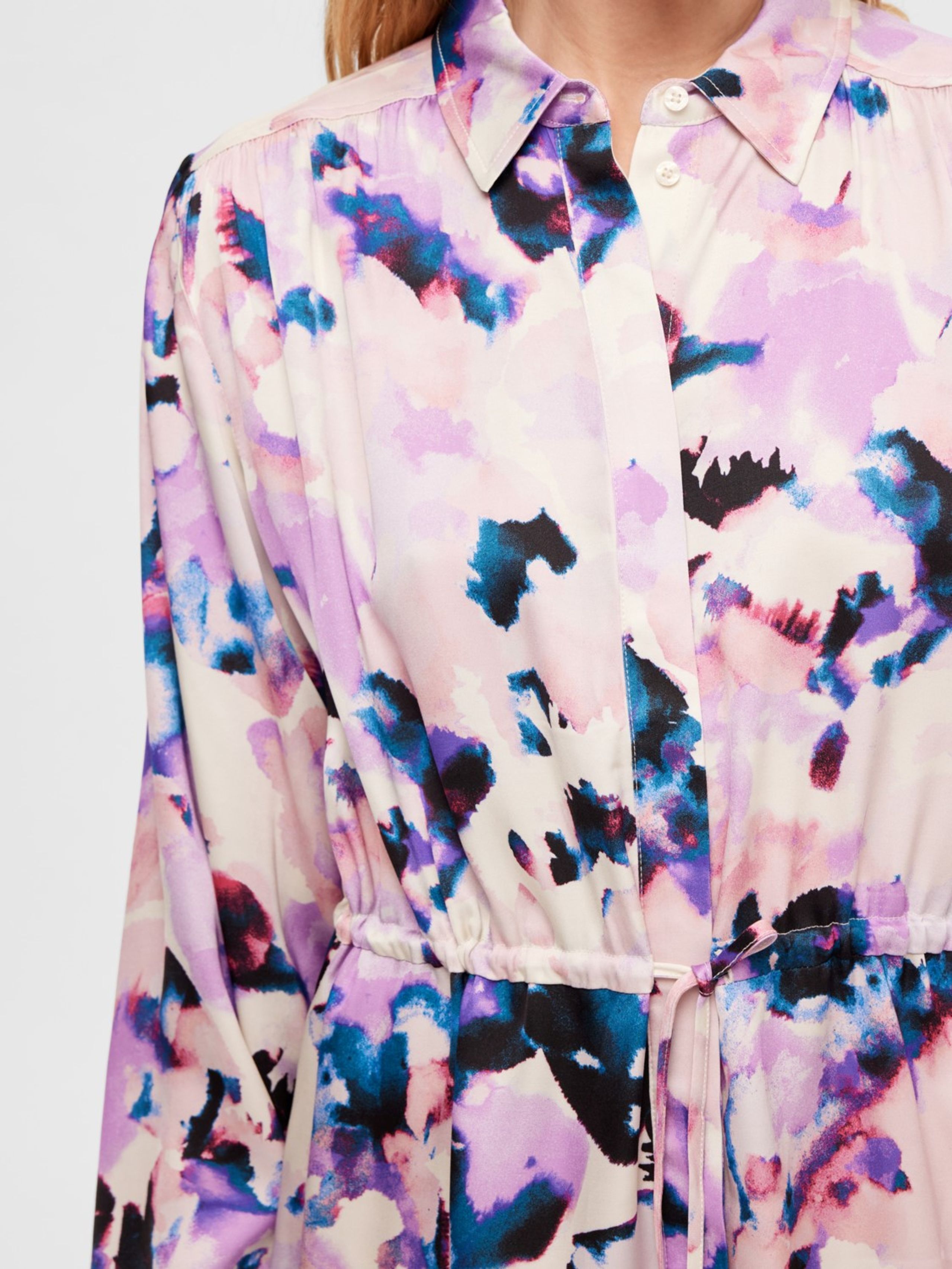 Selected Femme - Jurk - SLFThea LS AOP Short Dress - Moonlite Mauve