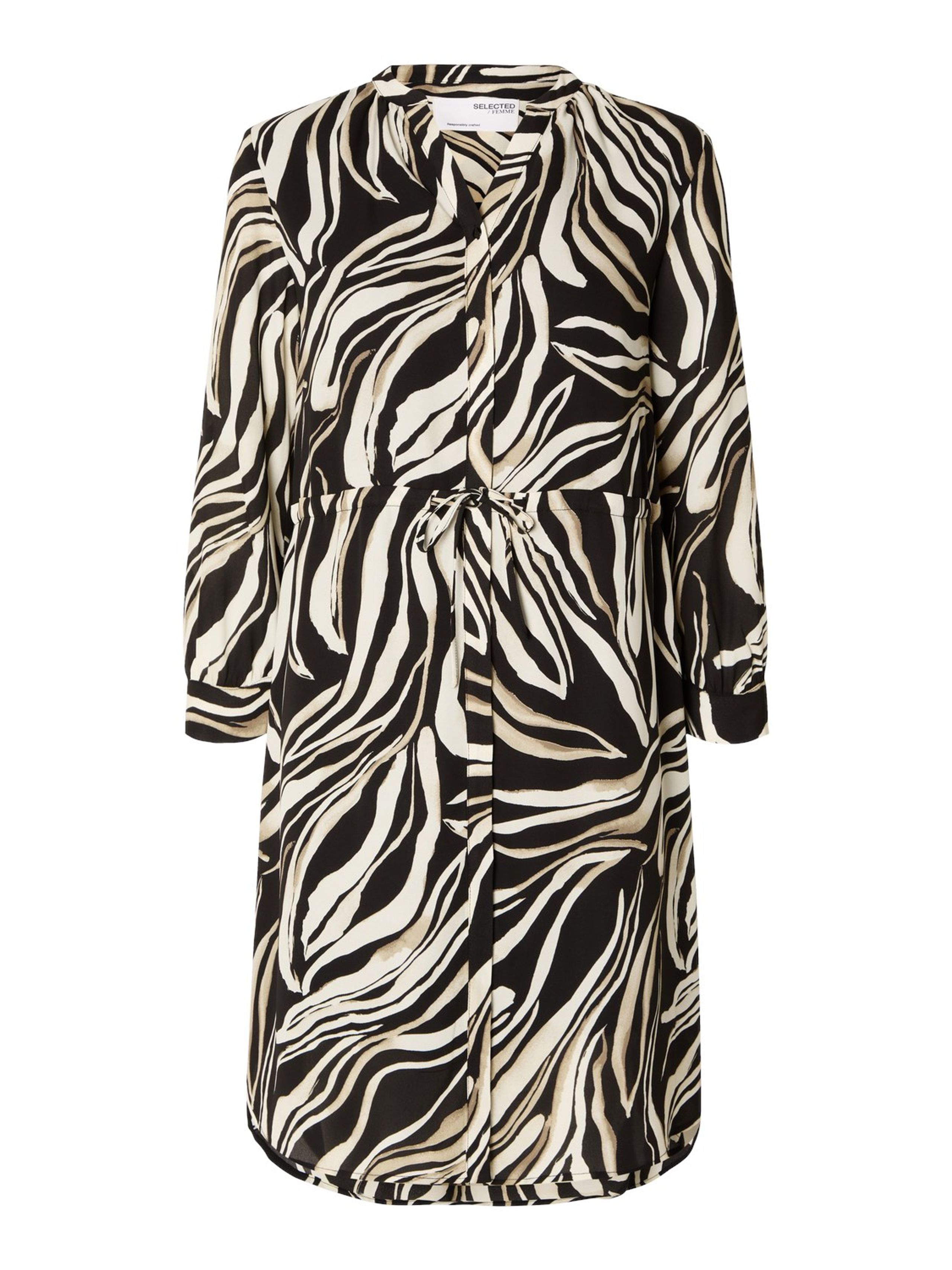 Selected Femme - Šaty - SLFDamina 7/8 Dress - NOOS - Black/Alana Print