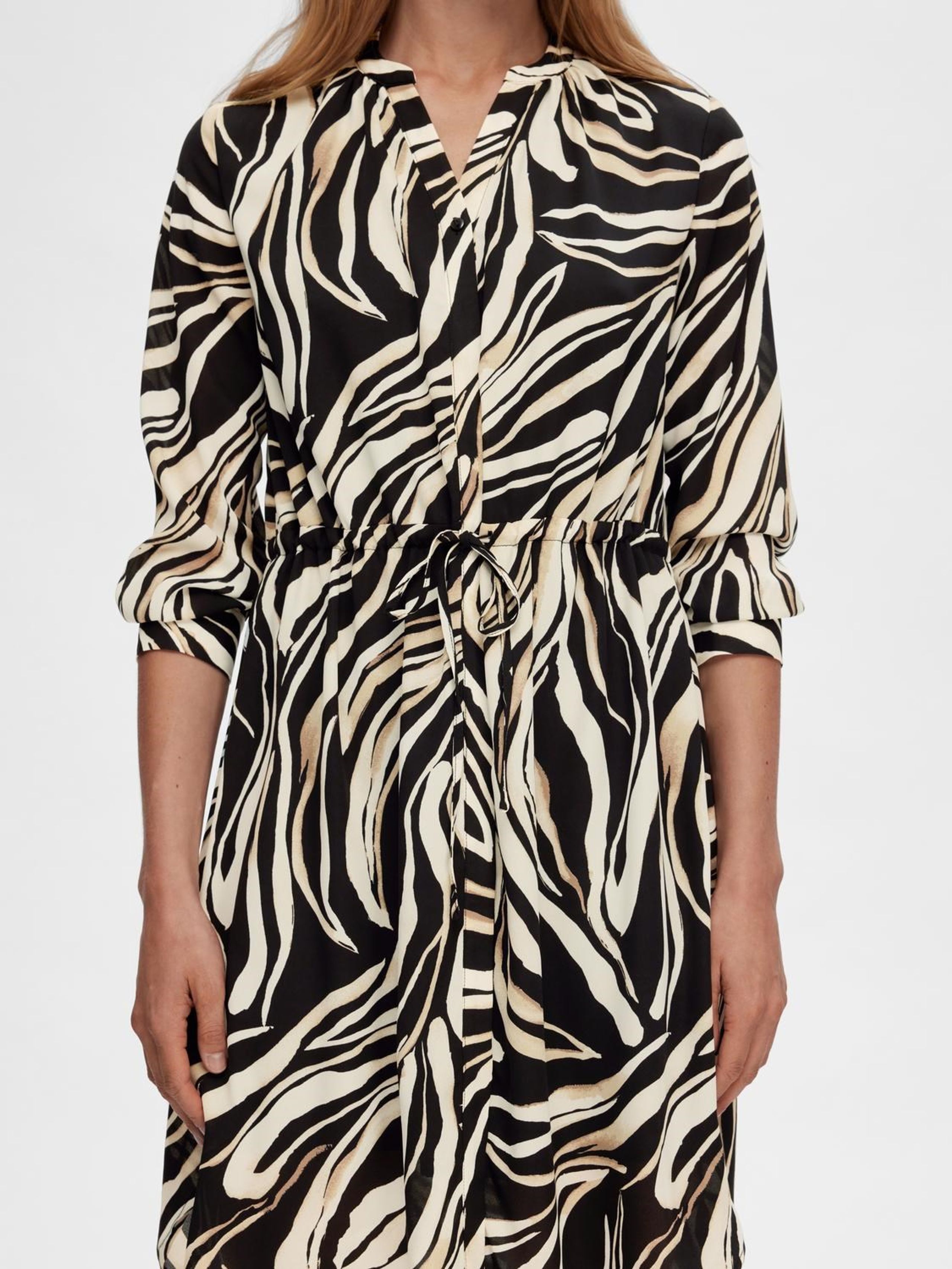 Selected Femme - Šaty - SLFDamina 7/8 Dress - NOOS - Black/Alana Print