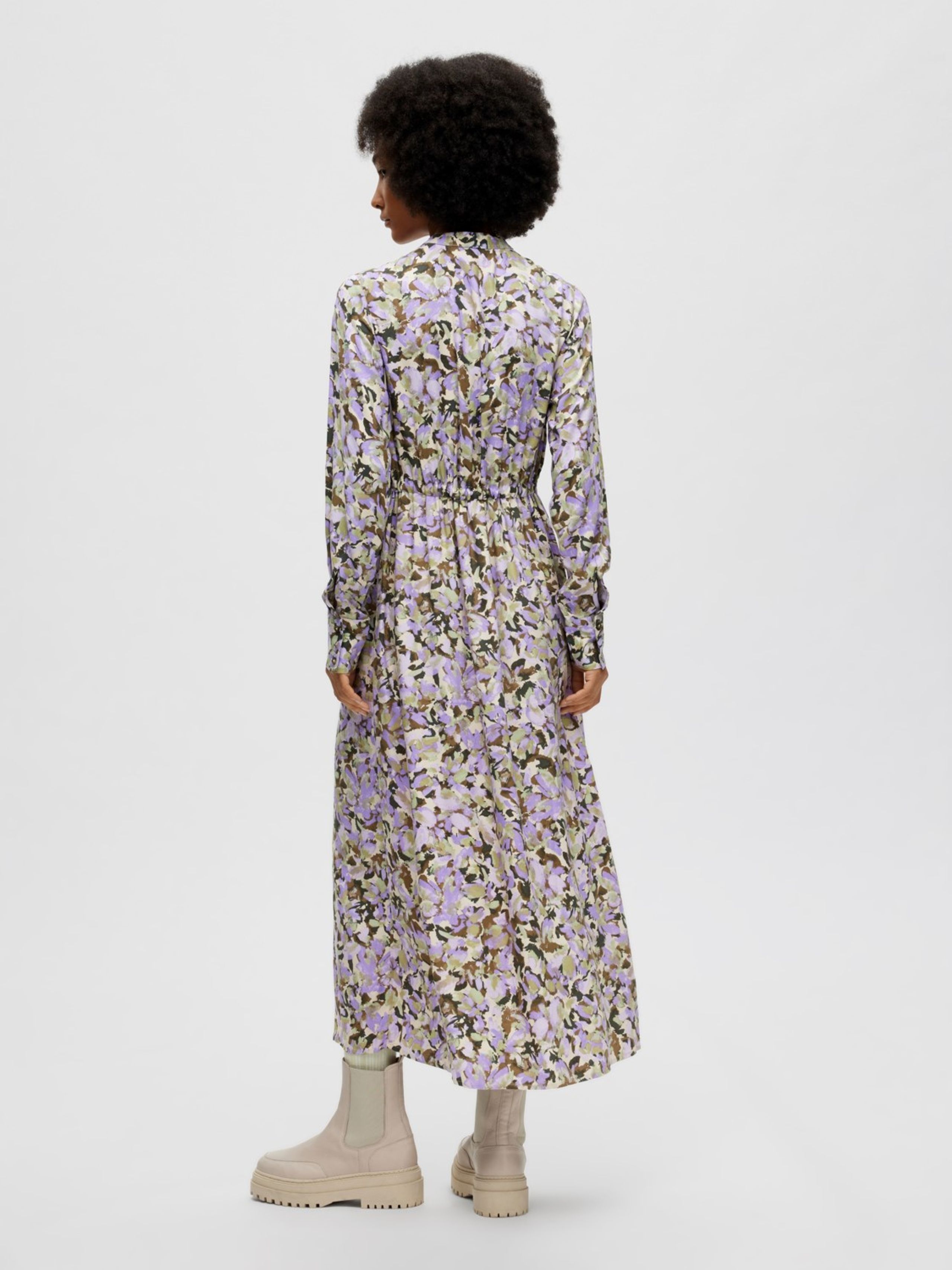 Selected Femme - Robe - SLFKatrin LS Ankle Dress - Sandshell Print