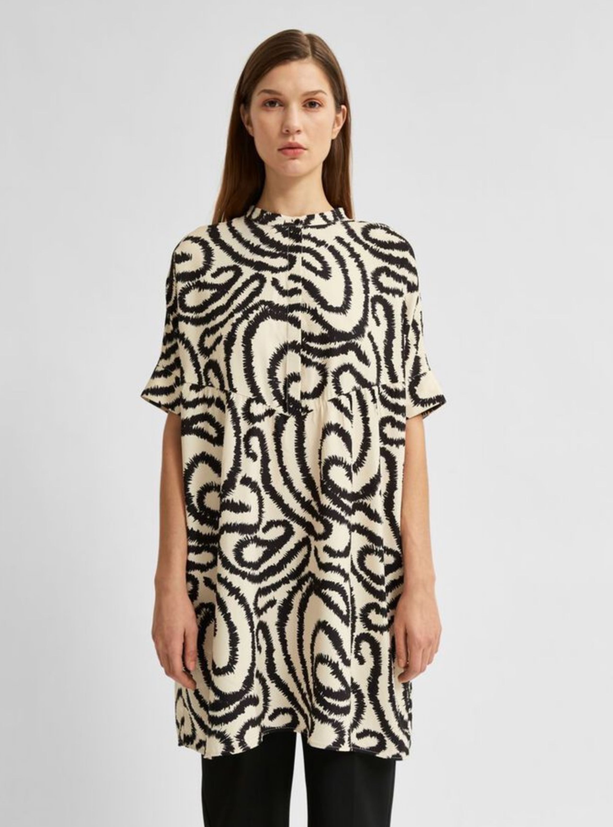 Selected Femme - Kjole - SLFMarilyn-Viola Dress - Sandshell w. black