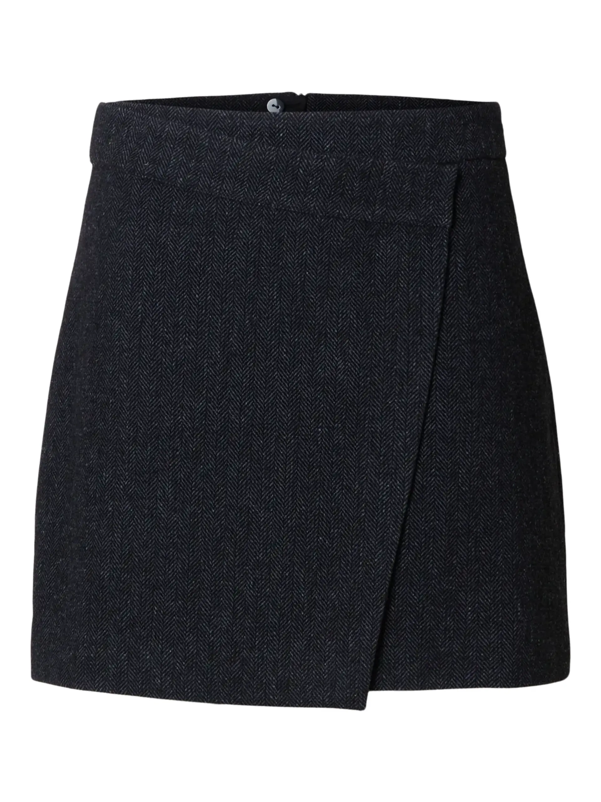 Selected Femme - Nederdel - SLFLelou HW Mini Skirt - Dark Grey Herringbone