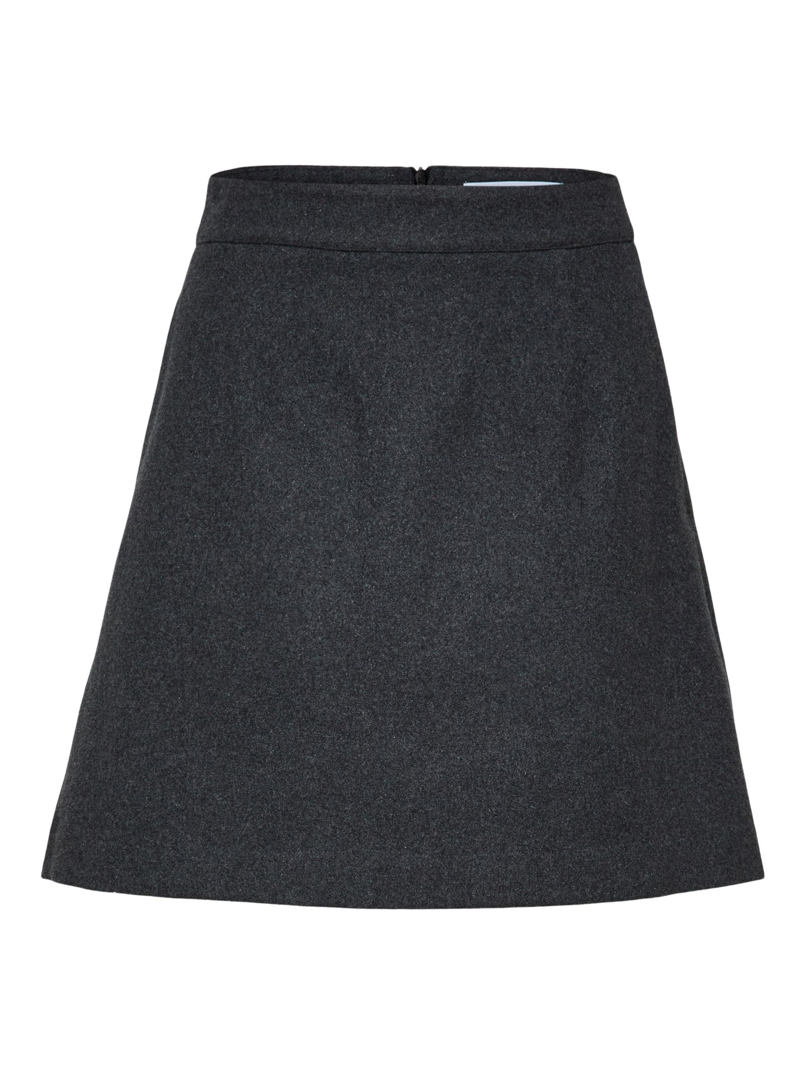 Selected Femme - Rock - SLFMercy - Ula HW Mini Wool Skirt - Dark Grey Melange
