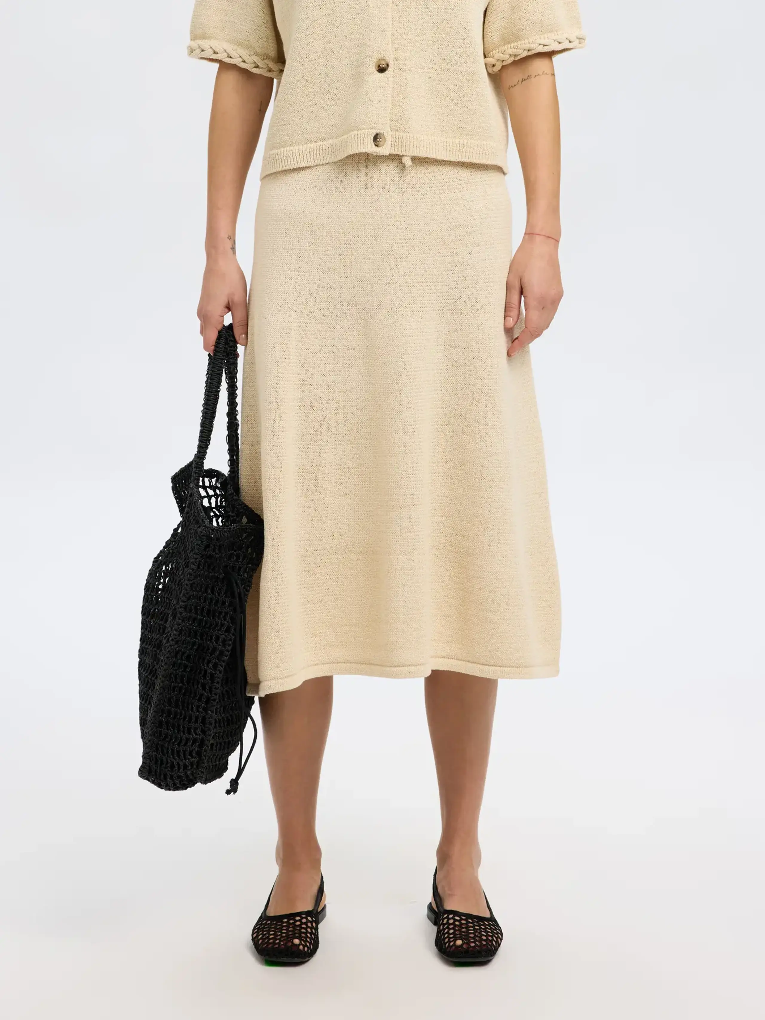 Selected Femme - Sæbeskål - SLFAlma MW Knit Skirt - Birch