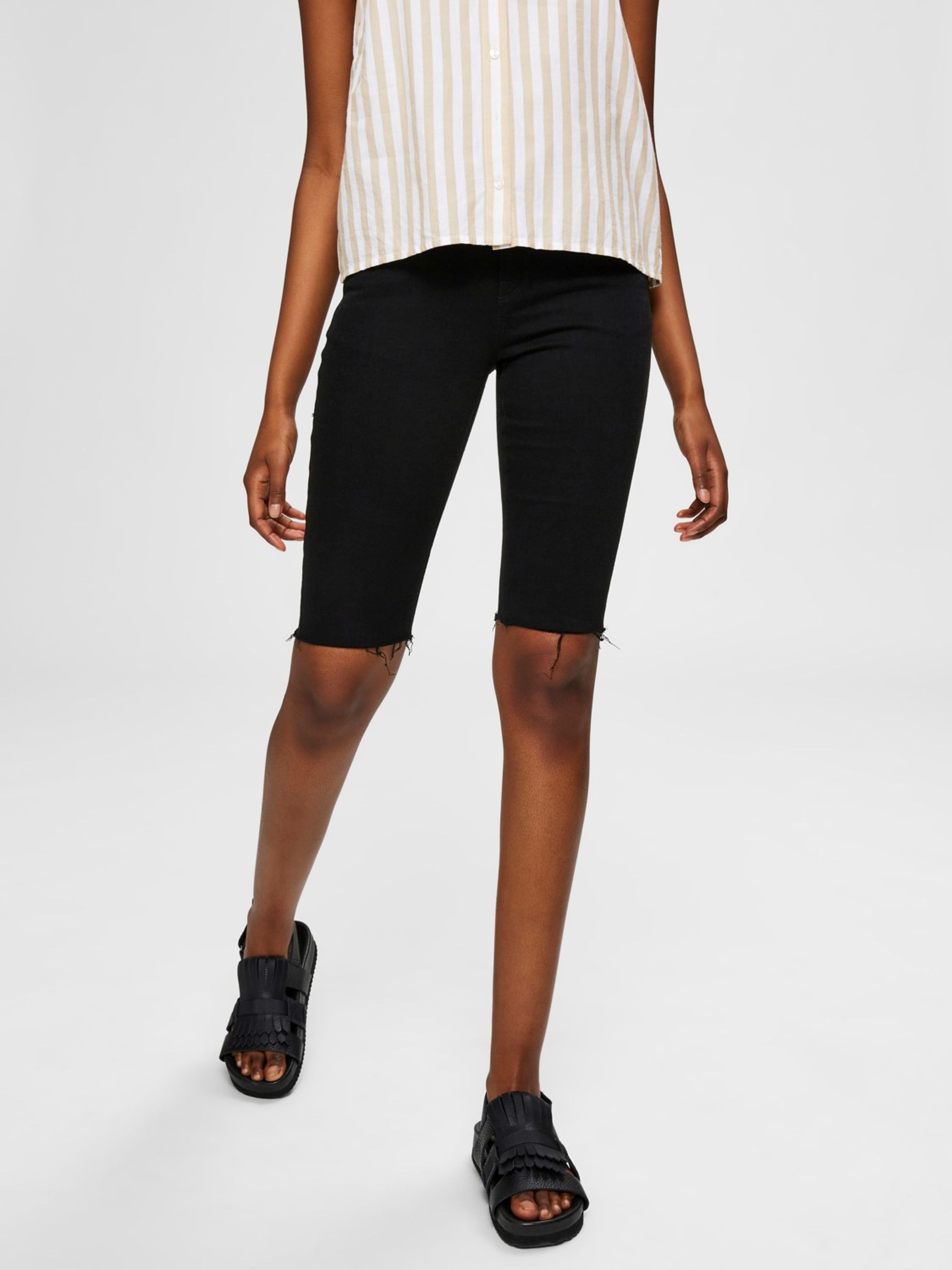 Selected Femme - Shorts - SLFIda Skinny Black Shorts - Black Denim