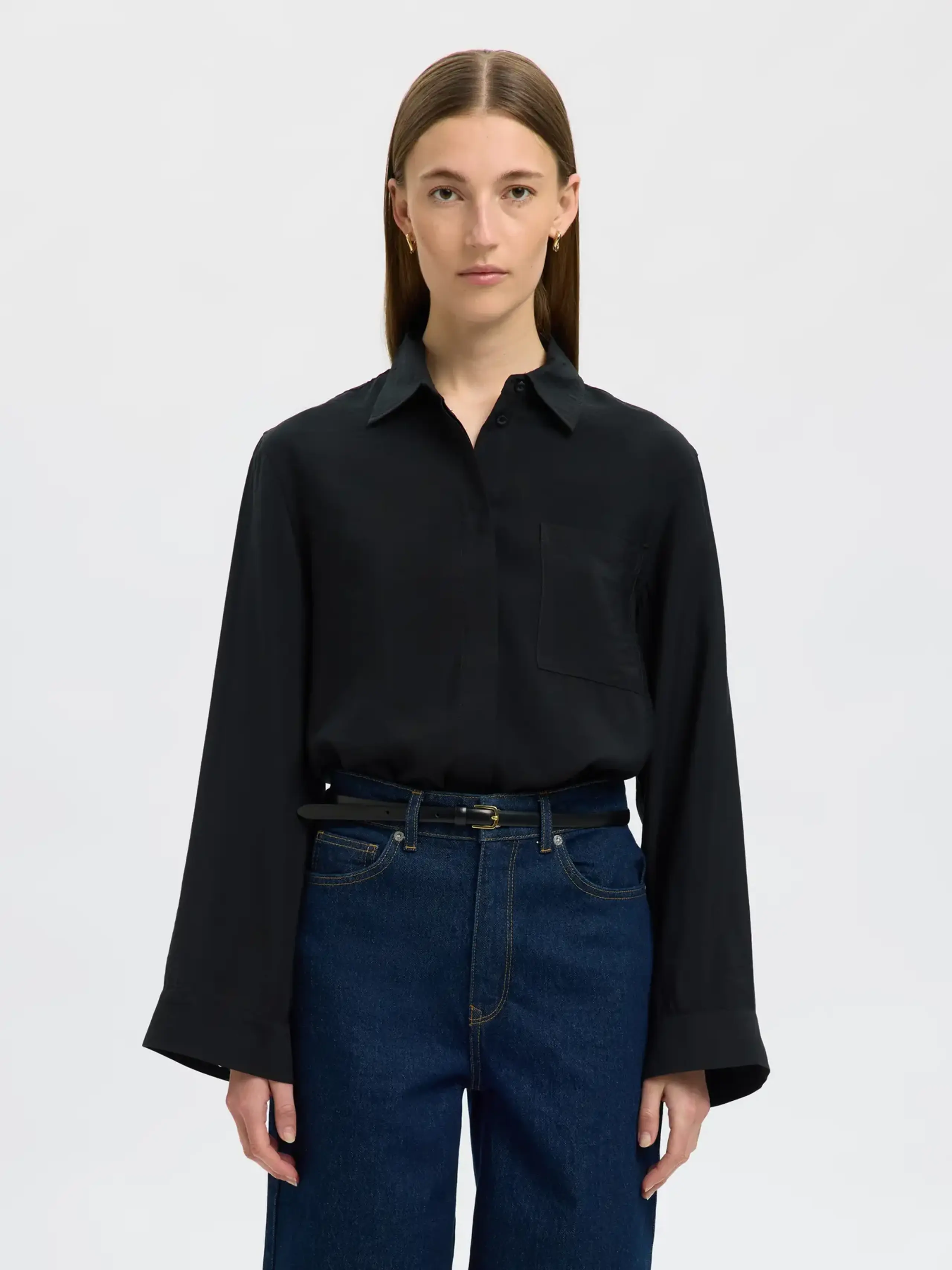 Selected Femme - Shirt - SLFAmara LS Relaxed Shirt NOOS - Black