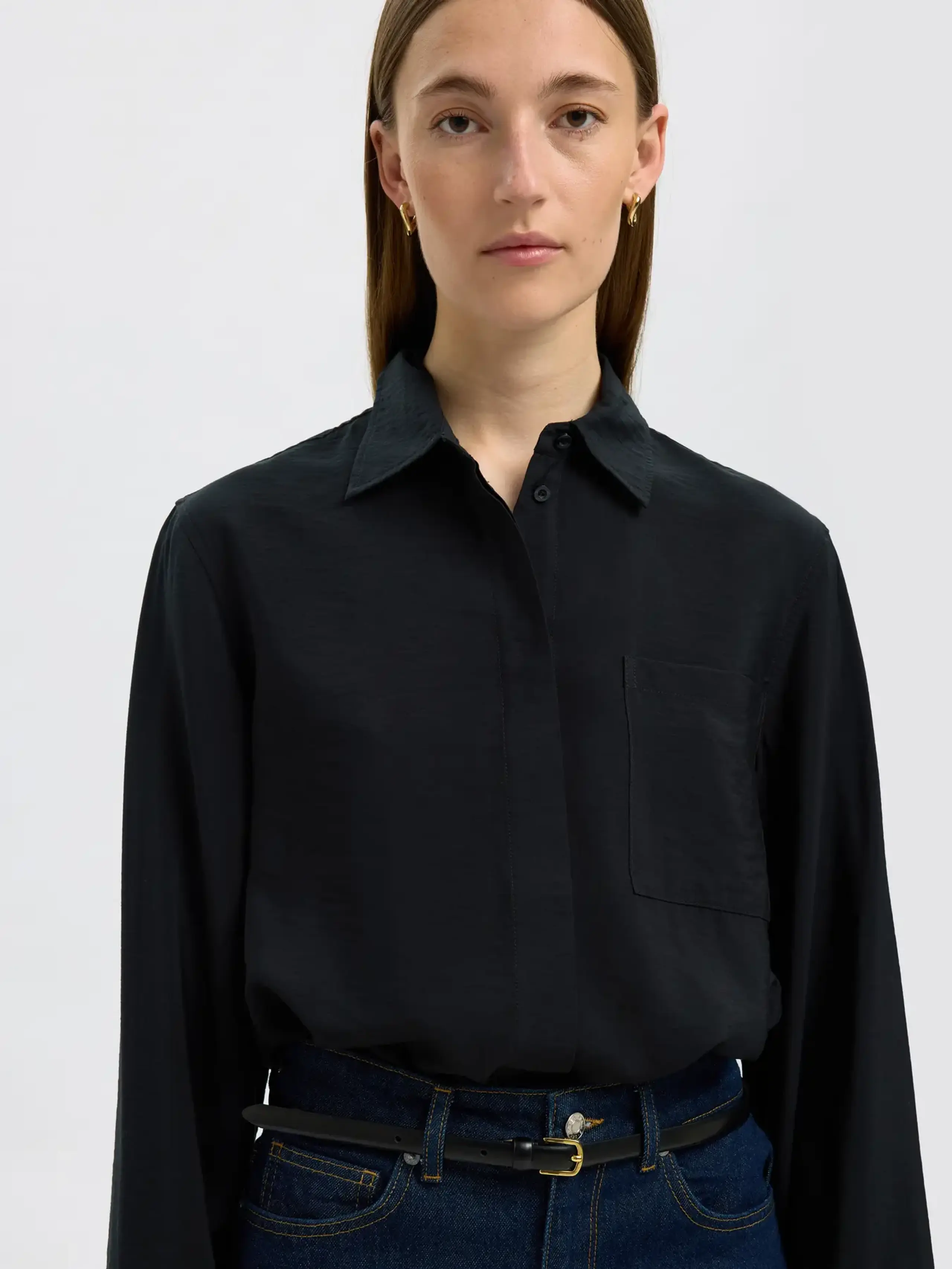 Selected Femme - Shirt - SLFAmara LS Relaxed Shirt NOOS - Black