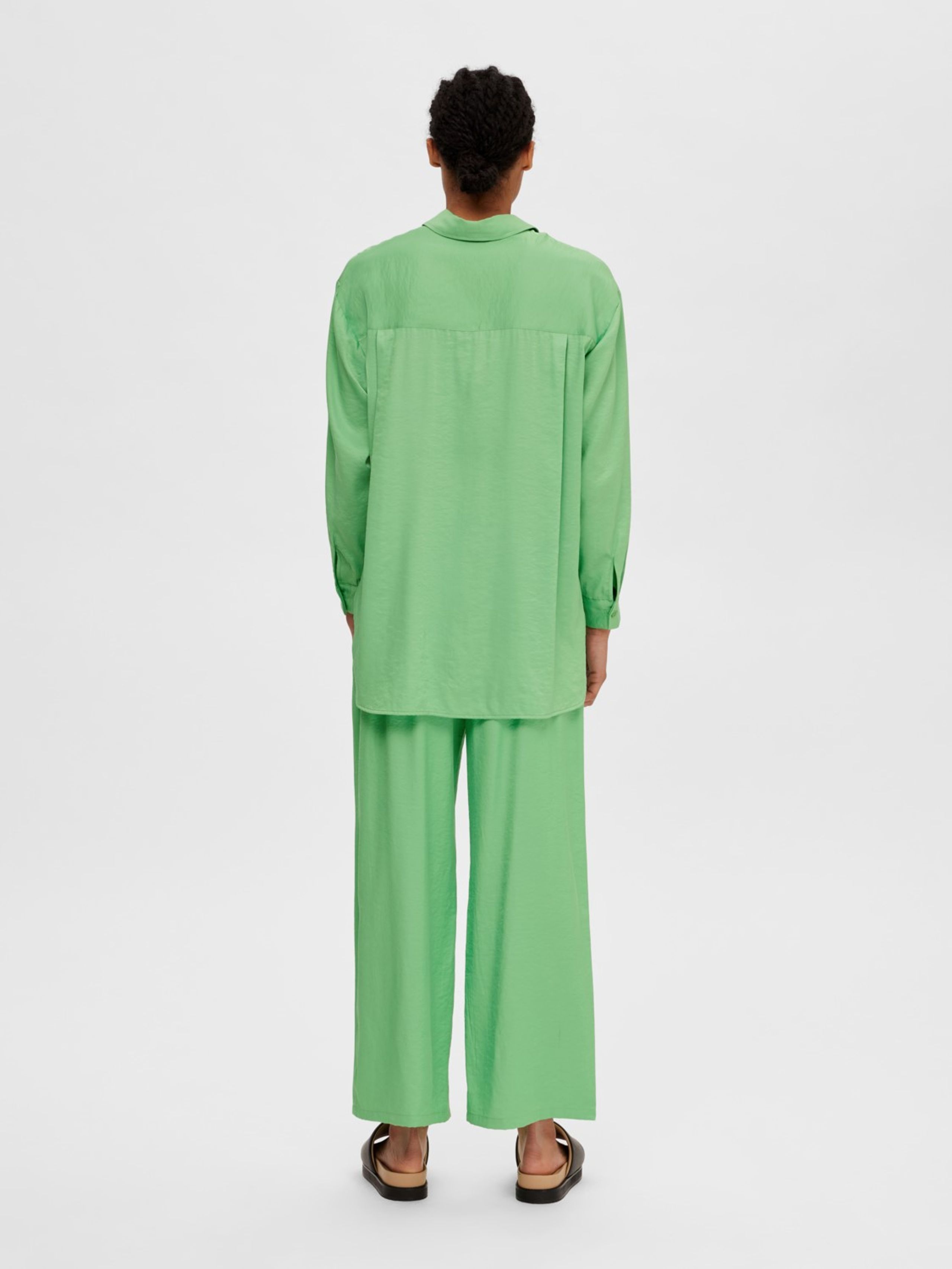 Selected Femme - Kalhoty - SLFDesiree MW Pants - Absinthe Green