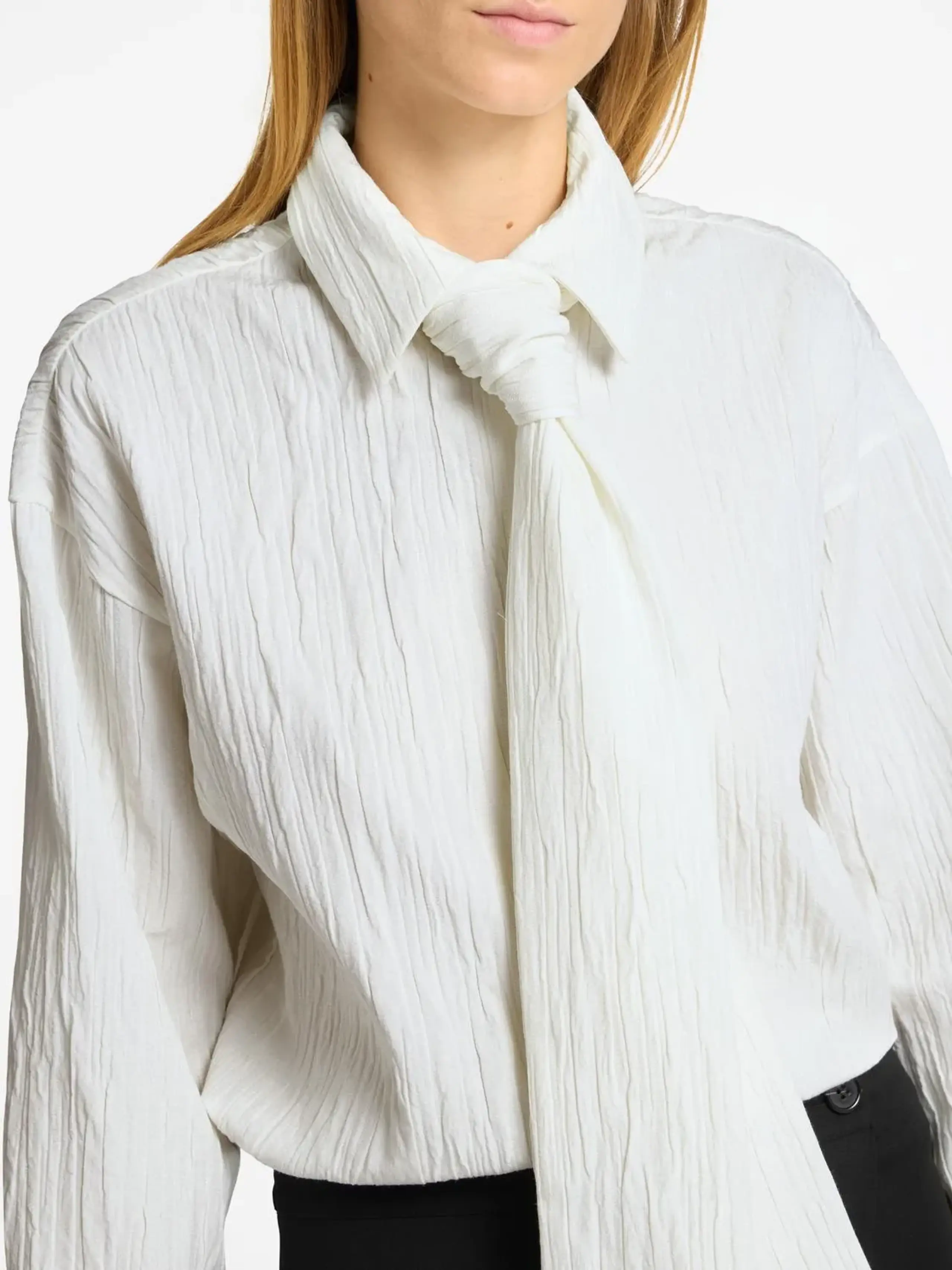 Selected Femme - Chemise - SLFIris LS Bow Shirt - Snow White