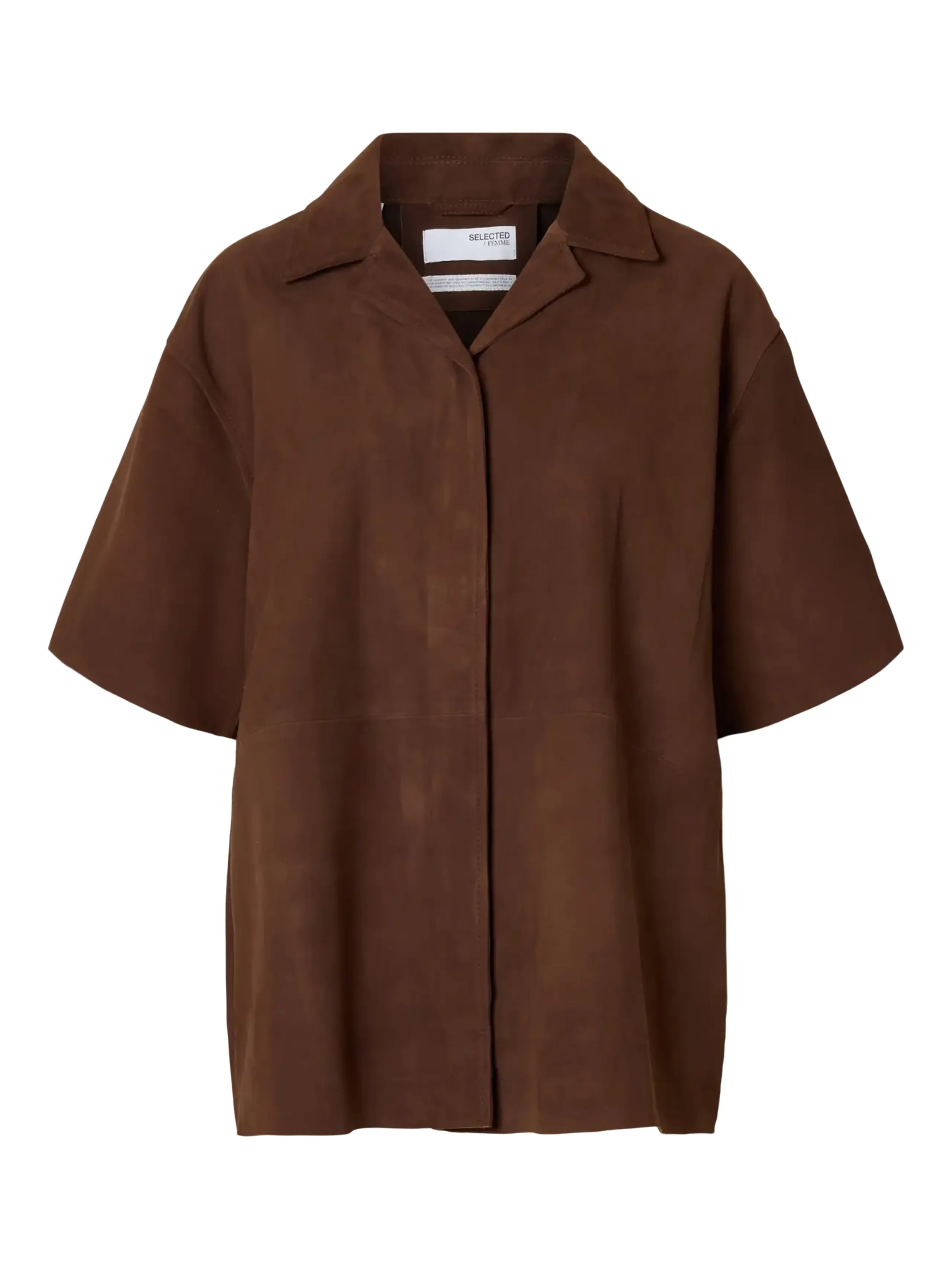 Selected Femme - Shirt - SLFSophie Suede 2/4 Shirt - Chestnut
