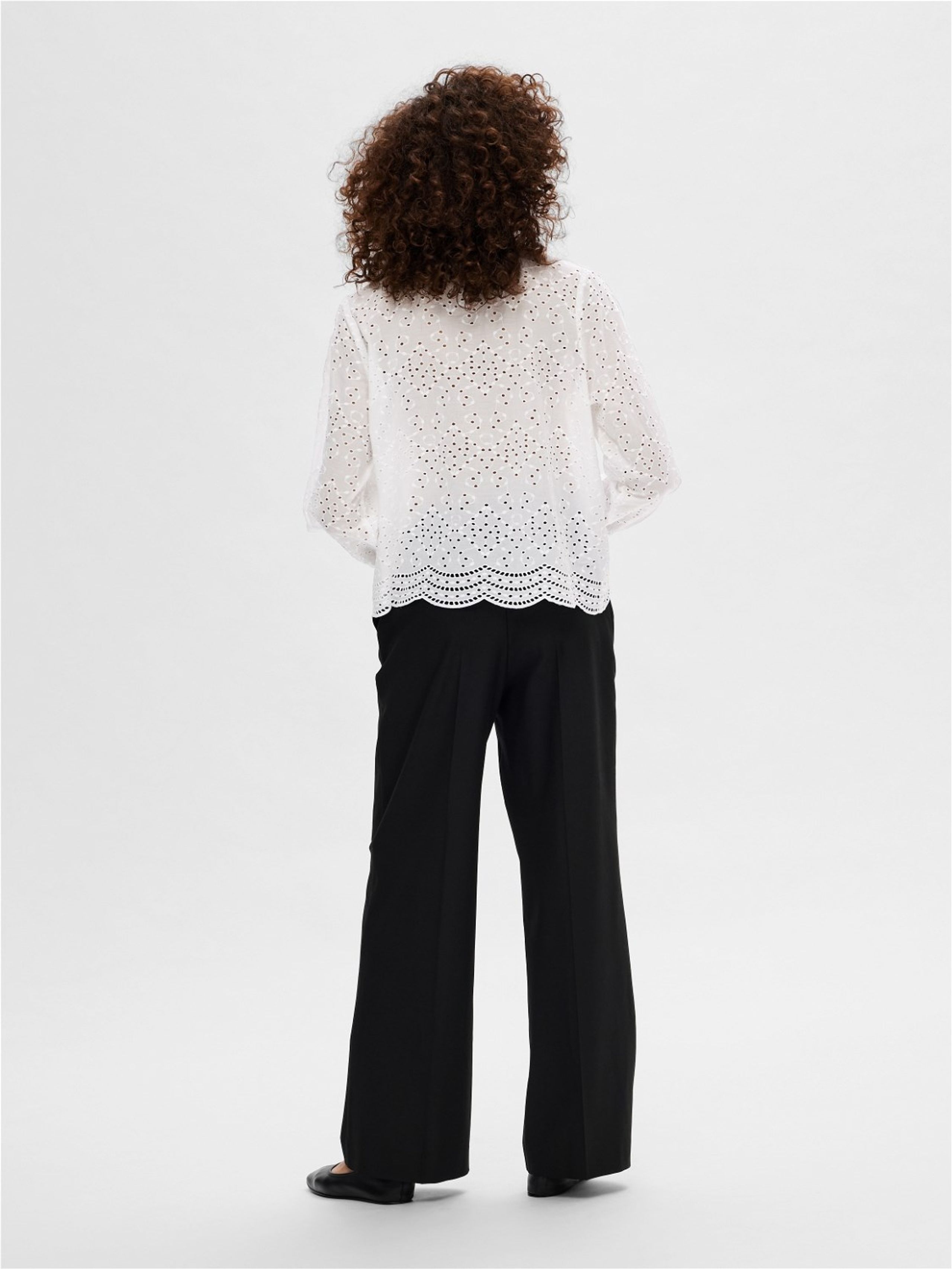 Selected Femme - Shirt - SLFTatiana LS Embr Shirt - Brigth White