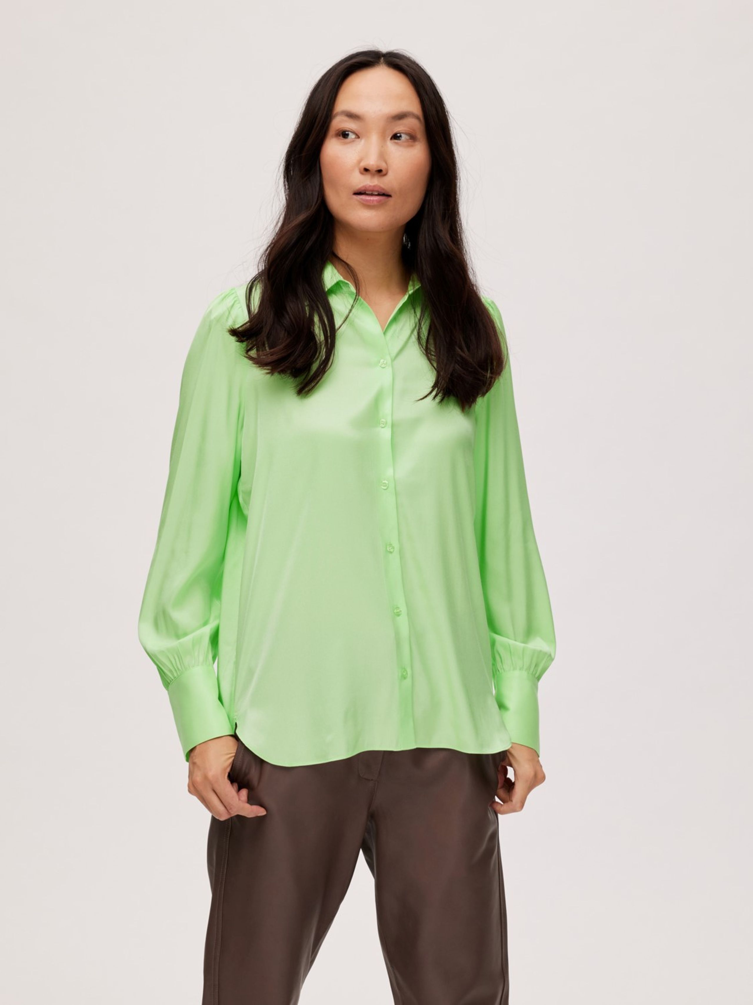 Selected Femme - Shirt - SLFAlfa LS Shirt - Pistachio Green