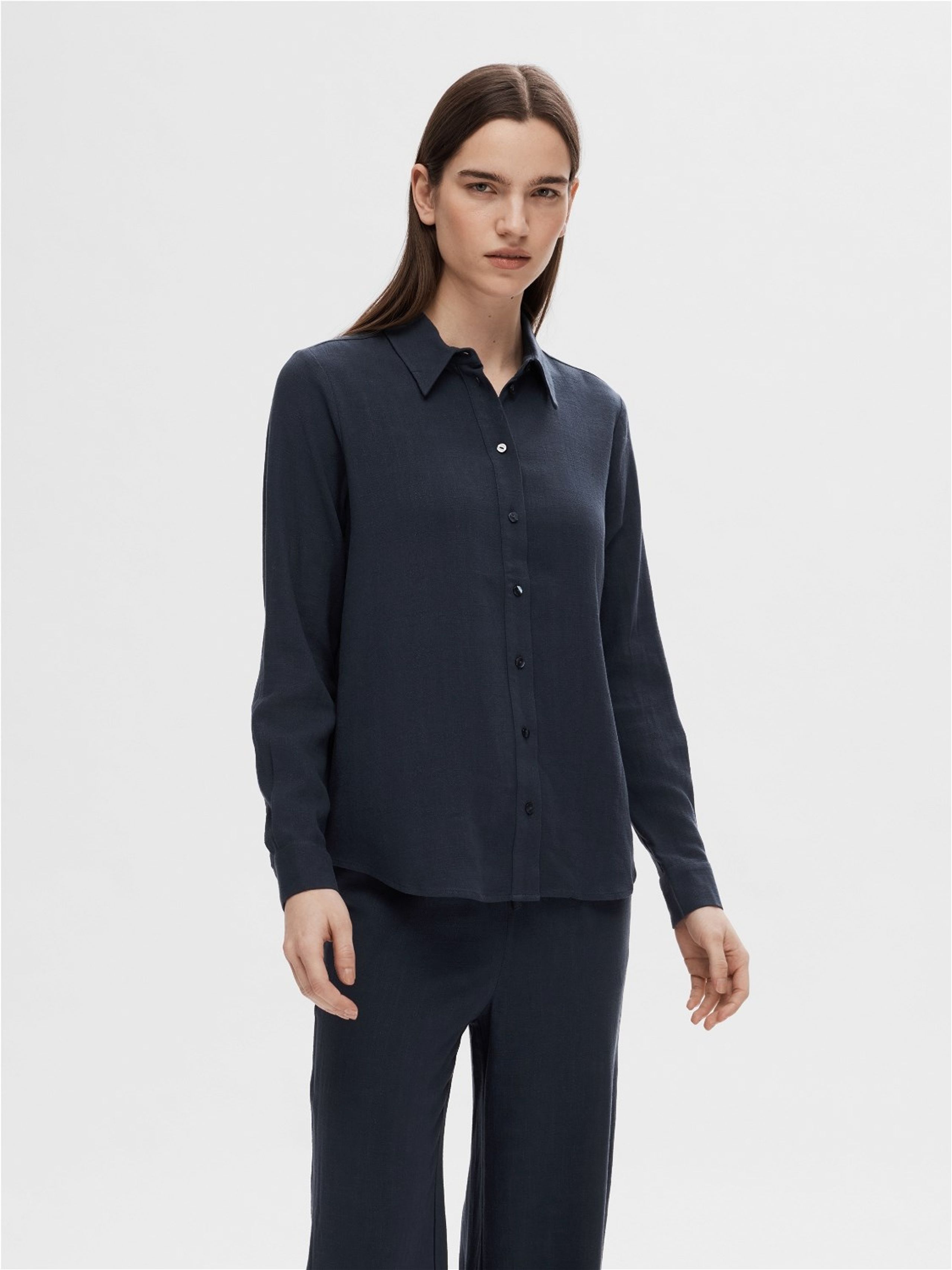 Selected Femme - Chemise - SLFViva LS Shirt NOOS - Dark Sapphire