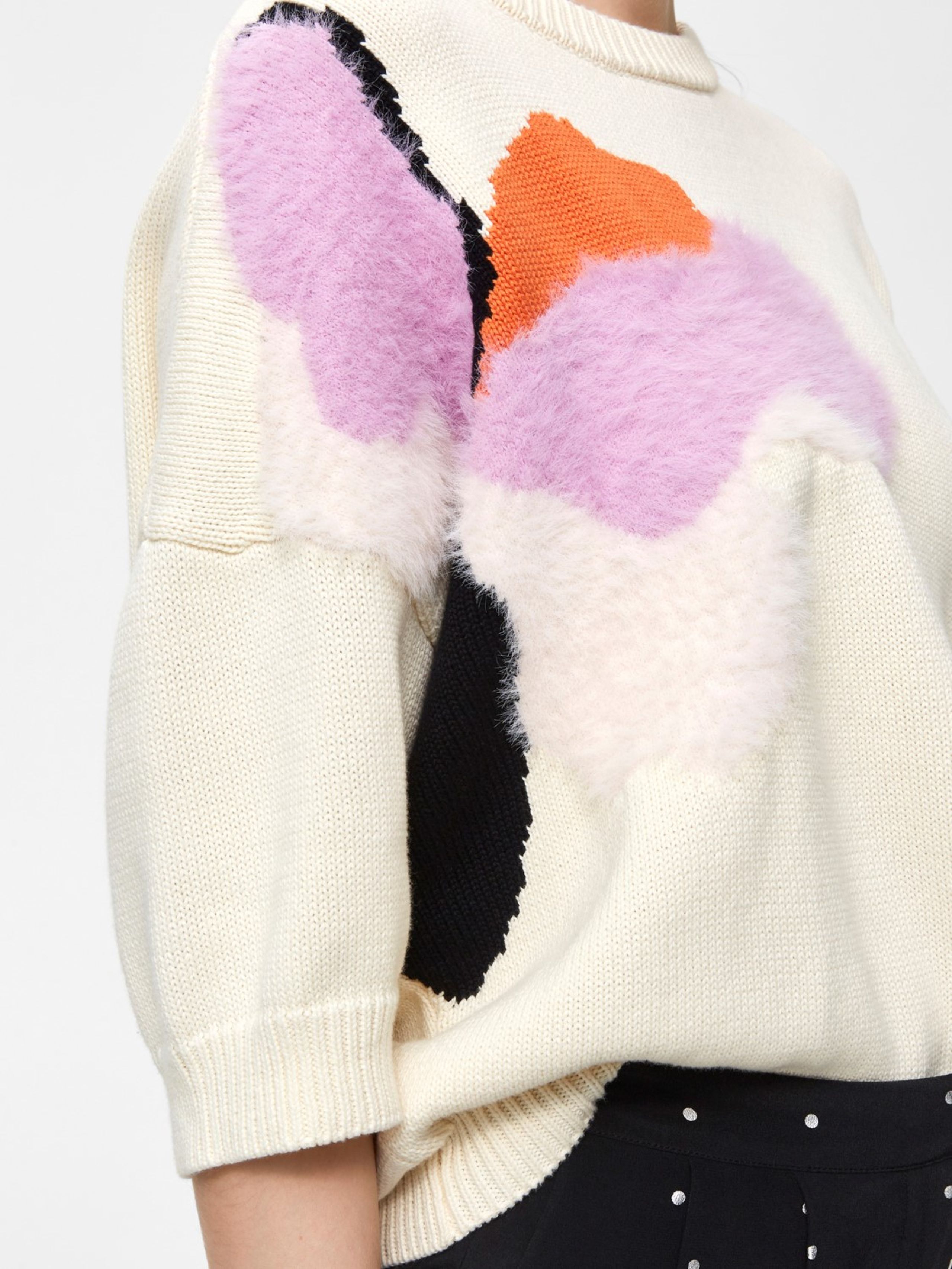 Selected Femme - Knit - Alba 3/4 Knit - Birch/Jacquard Pattern