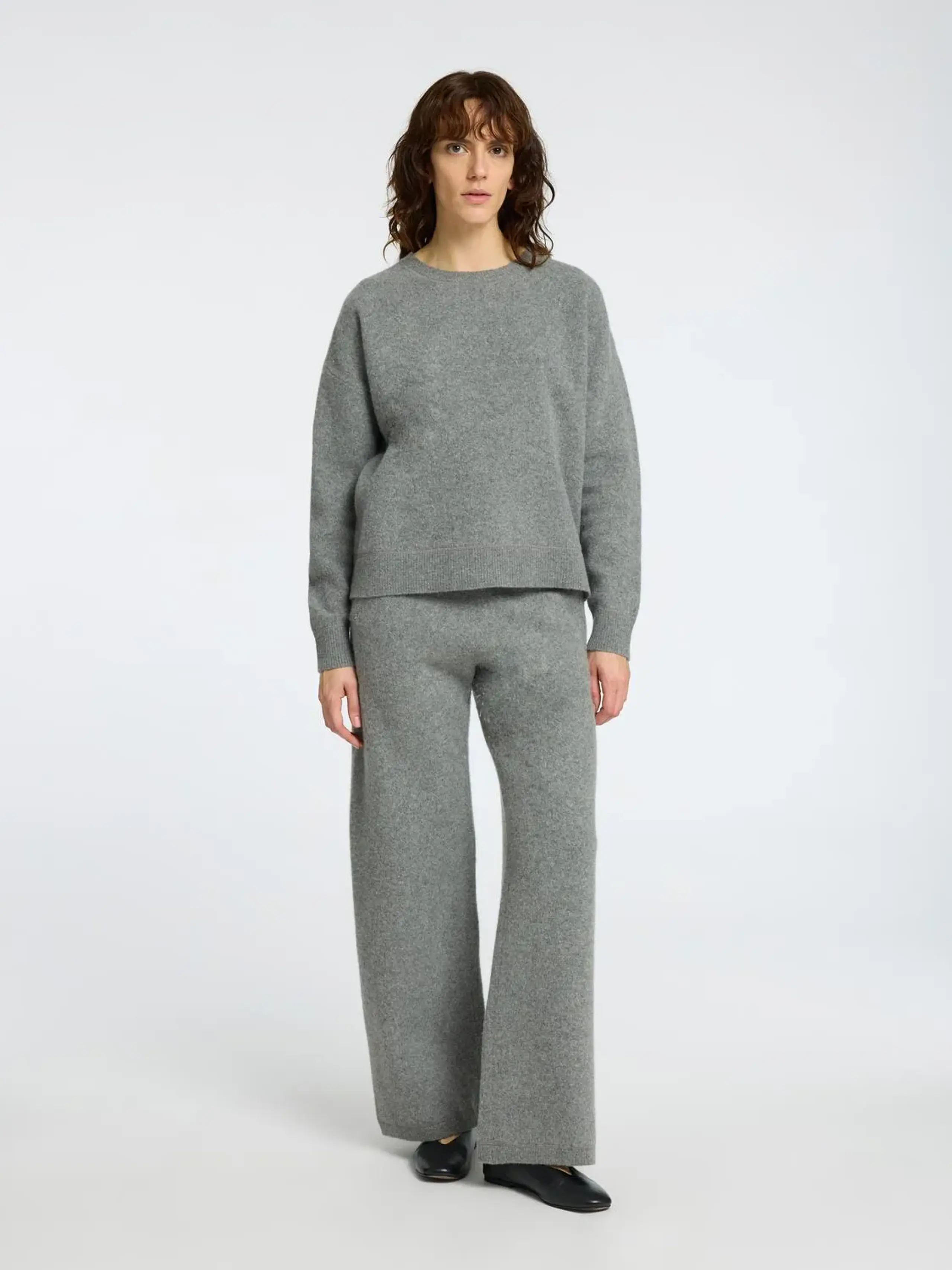 Selected Femme - Knit - SLFNukki LS Knit O-Neck - Medium Grey Melange